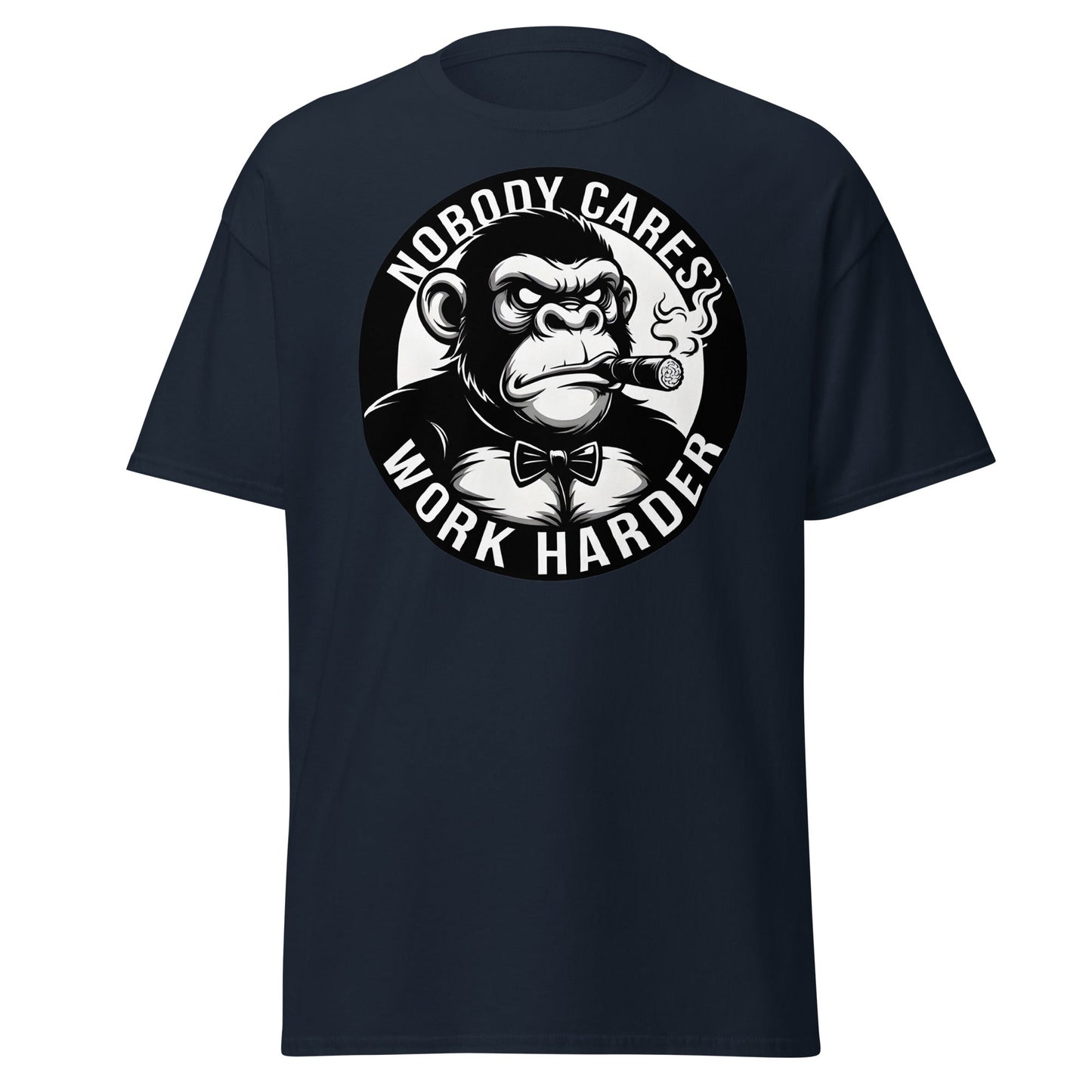 Nobody Cares Work Harder Gorilla T-Shirt - Motivaton Tee - Navy - T-Shirts Online
