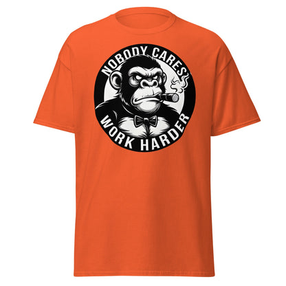 Nobody Cares Work Harder Gorilla T-Shirt - Motivaton Tee - Orange - T-Shirts Online