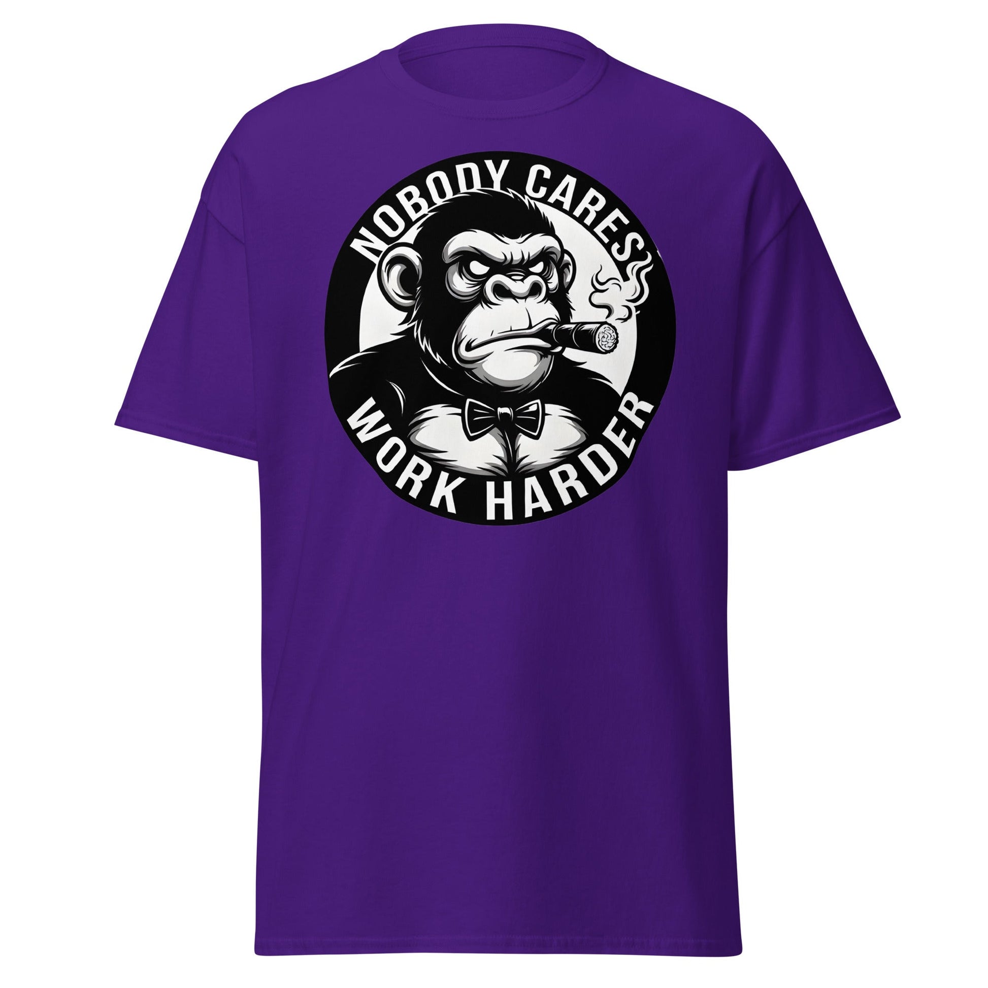 Nobody Cares Work Harder Gorilla T-Shirt - Motivaton Tee - Purple - T-Shirts Online