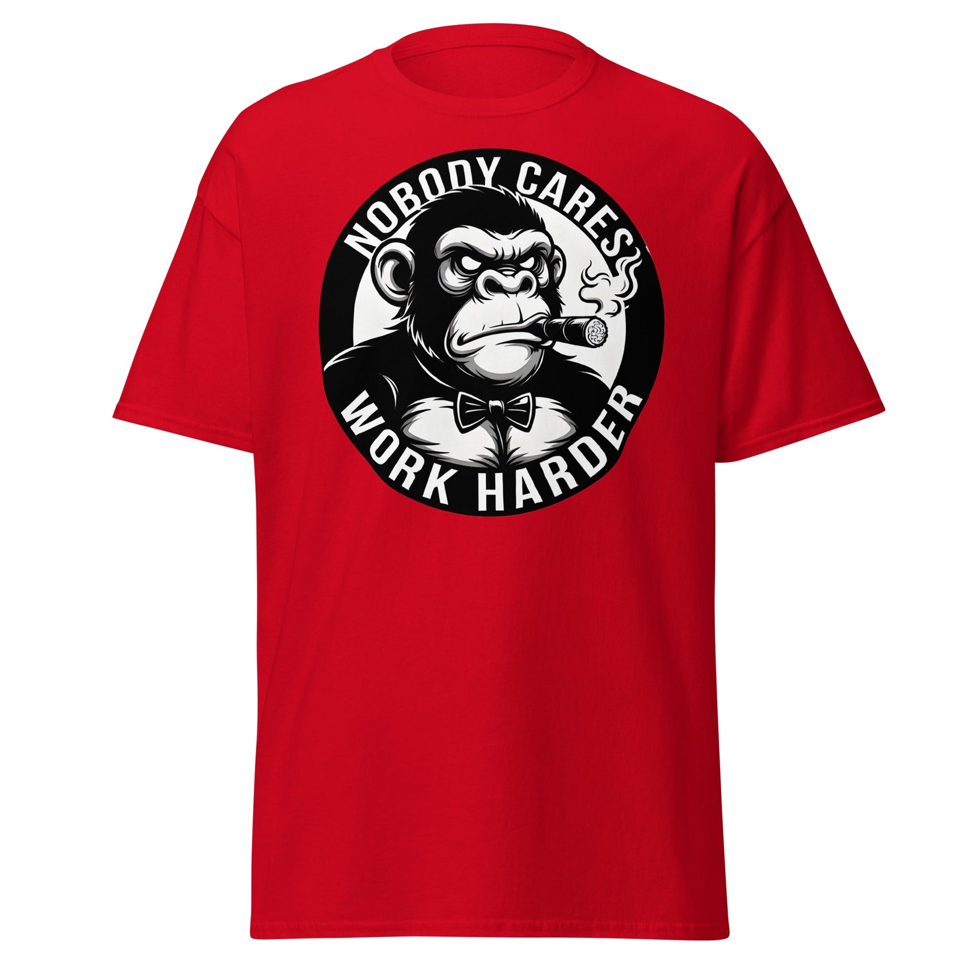 Nobody Cares Work Harder Gorilla T-Shirt - Motivaton Tee - Red - T-Shirts Online