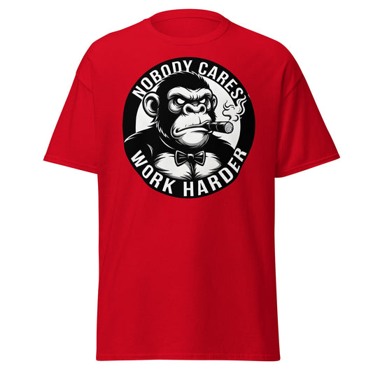 Nobody Cares Work Harder Gorilla T-Shirt - Motivaton Tee - Red - T-Shirts Online