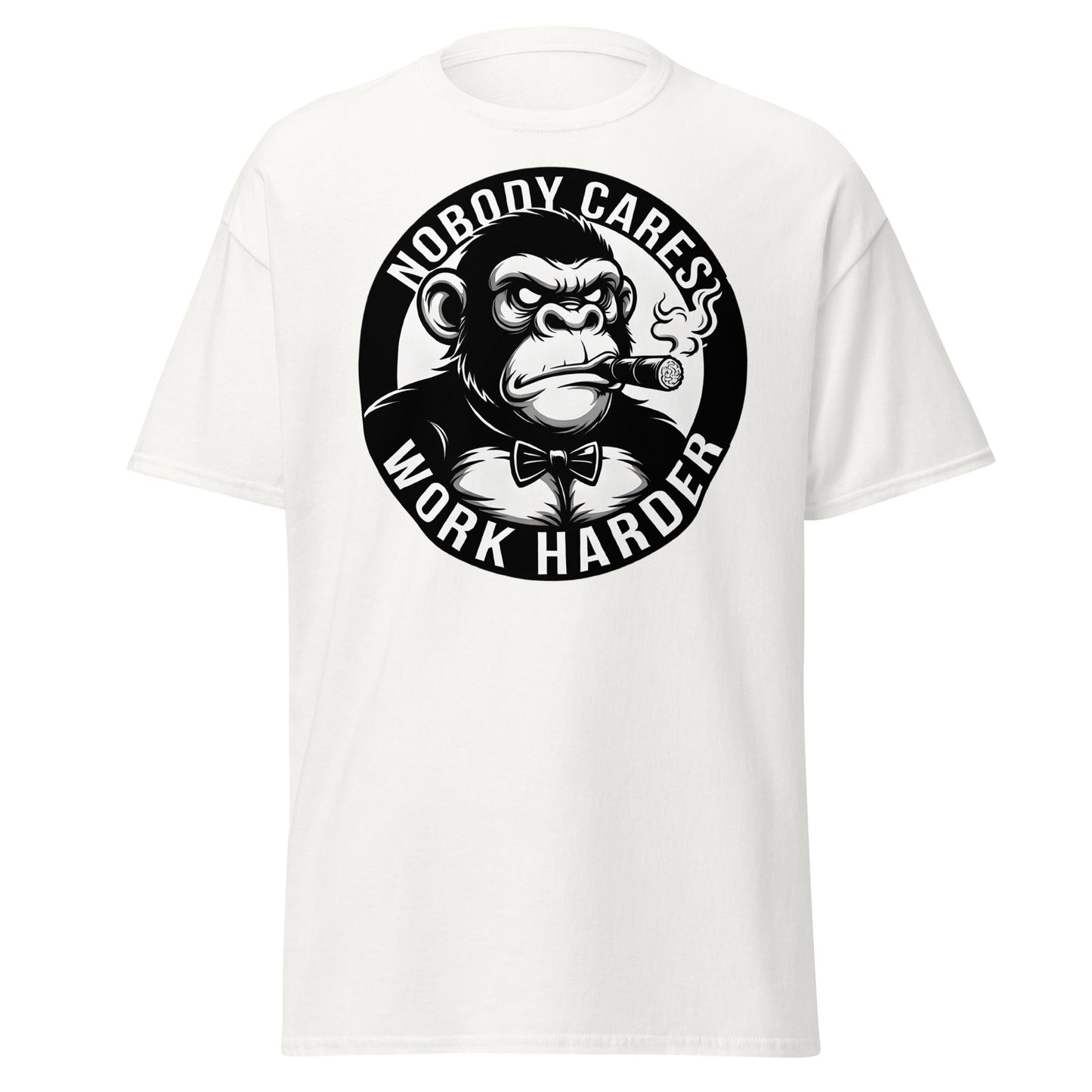Nobody Cares Work Harder Gorilla T-Shirt - Motivaton Tee - White - T-Shirts Online