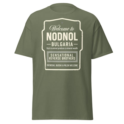 Nodnol Bulgaria T-Shirt - Red Dwarf Inspired Retro Sign Tee - Military Green - T-Shirts Online