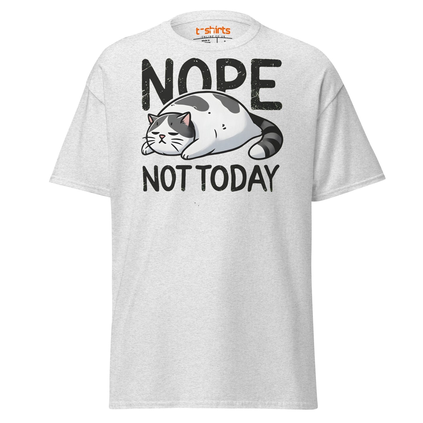 Nope Not Today Cat T-Shirt | Funny Lazy Cat Tee - Ash - T-Shirts Online