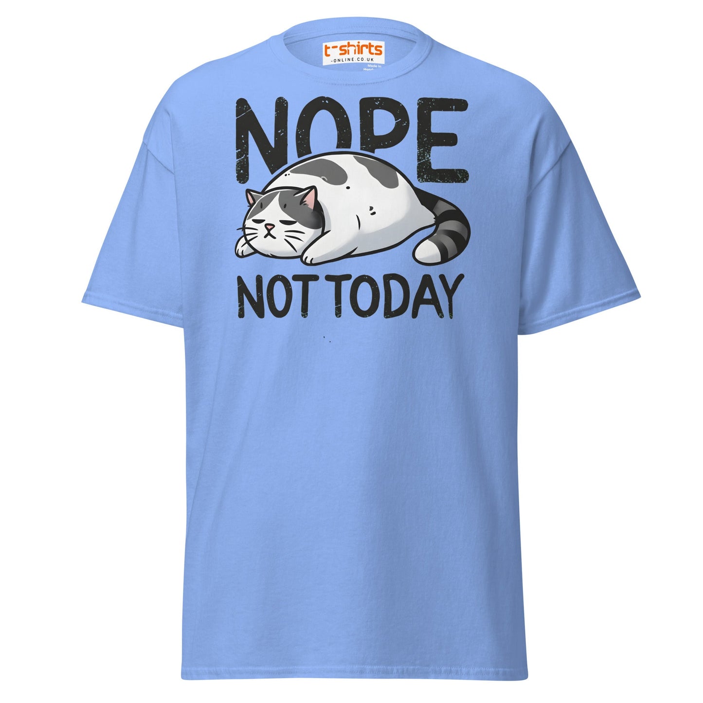 Nope Not Today Cat T-Shirt | Funny Lazy Cat Tee - Carolina Blue - T-Shirts Online