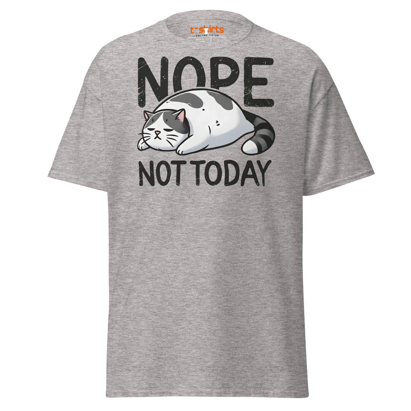 Nope Not Today Cat T-Shirt | Funny Lazy Cat Tee - Sport Grey - T-Shirts Online