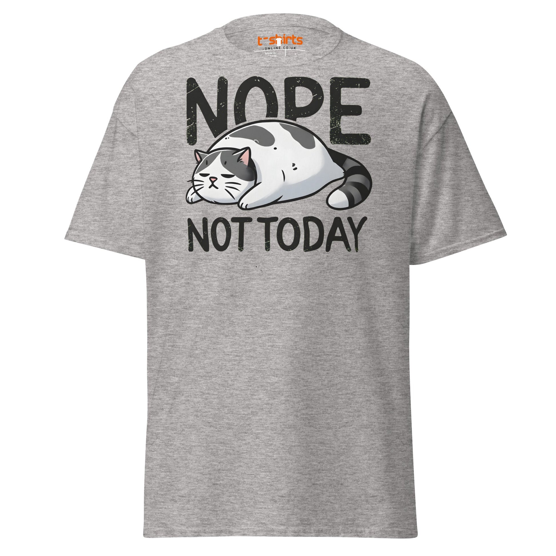 Nope Not Today Cat T-Shirt | Funny Lazy Cat Tee - Sport Grey - T-Shirts Online