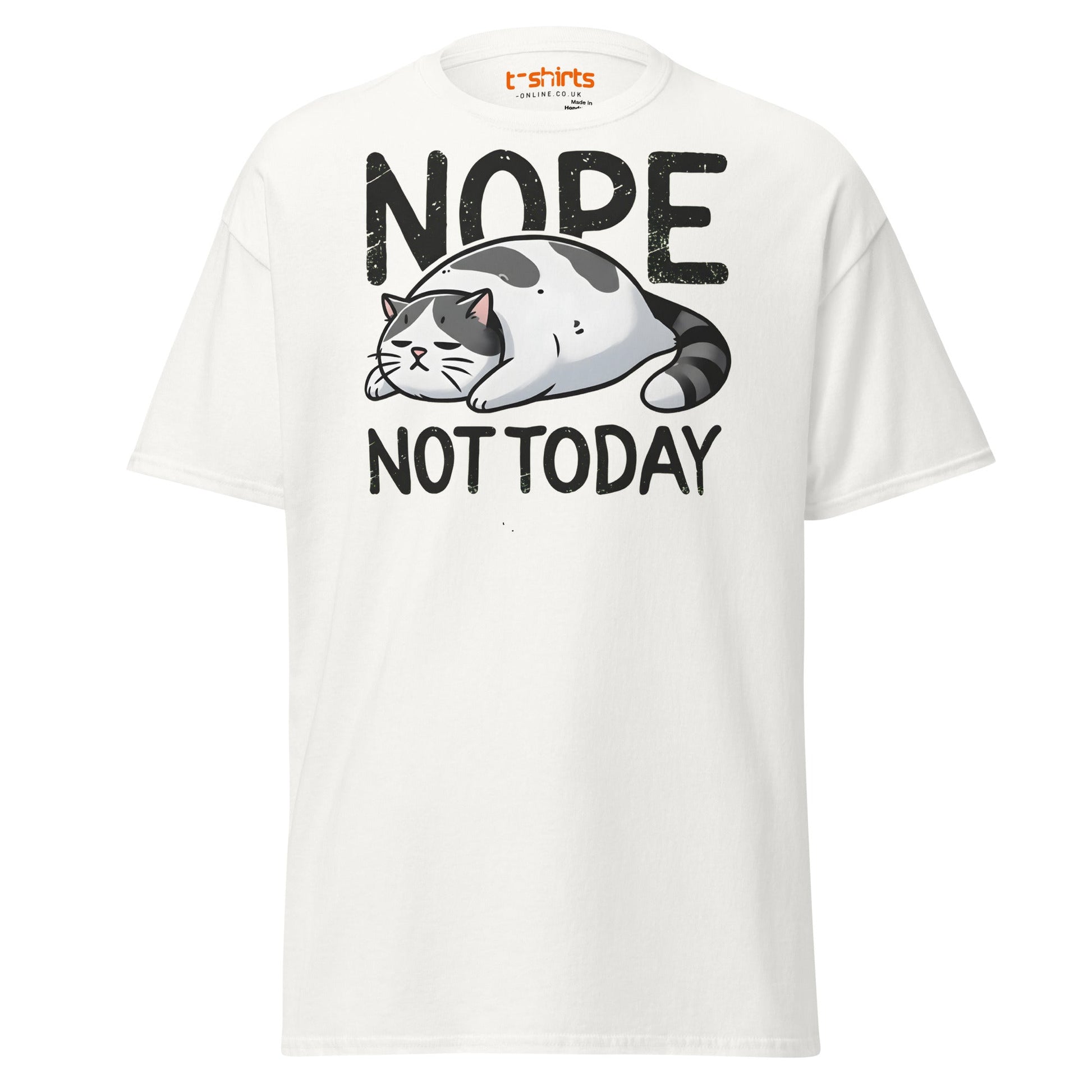 Nope Not Today Cat T-Shirt | Funny Lazy Cat Tee - White - T-Shirts Online