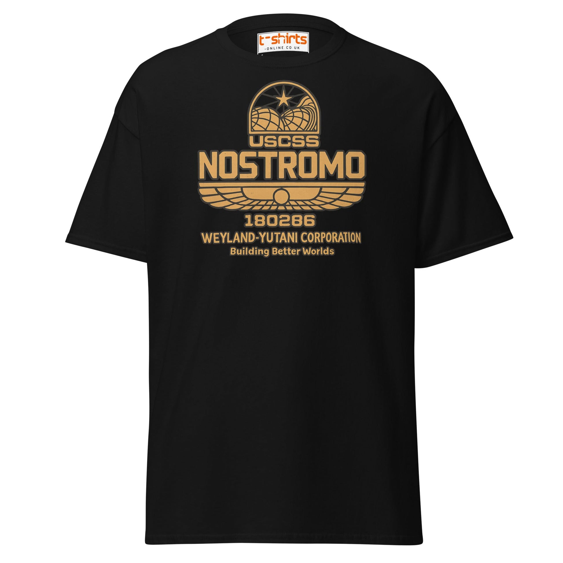 Nostromo T-Shirt – Retro Space Hauler Emblem Tee - Black - T-Shirts Online
