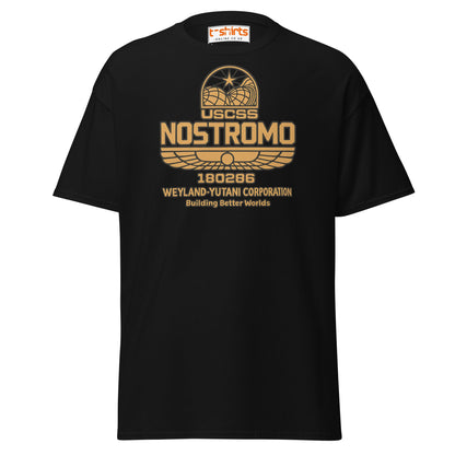 Nostromo T-Shirt – Retro Space Hauler Emblem Tee - Black - T-Shirts Online