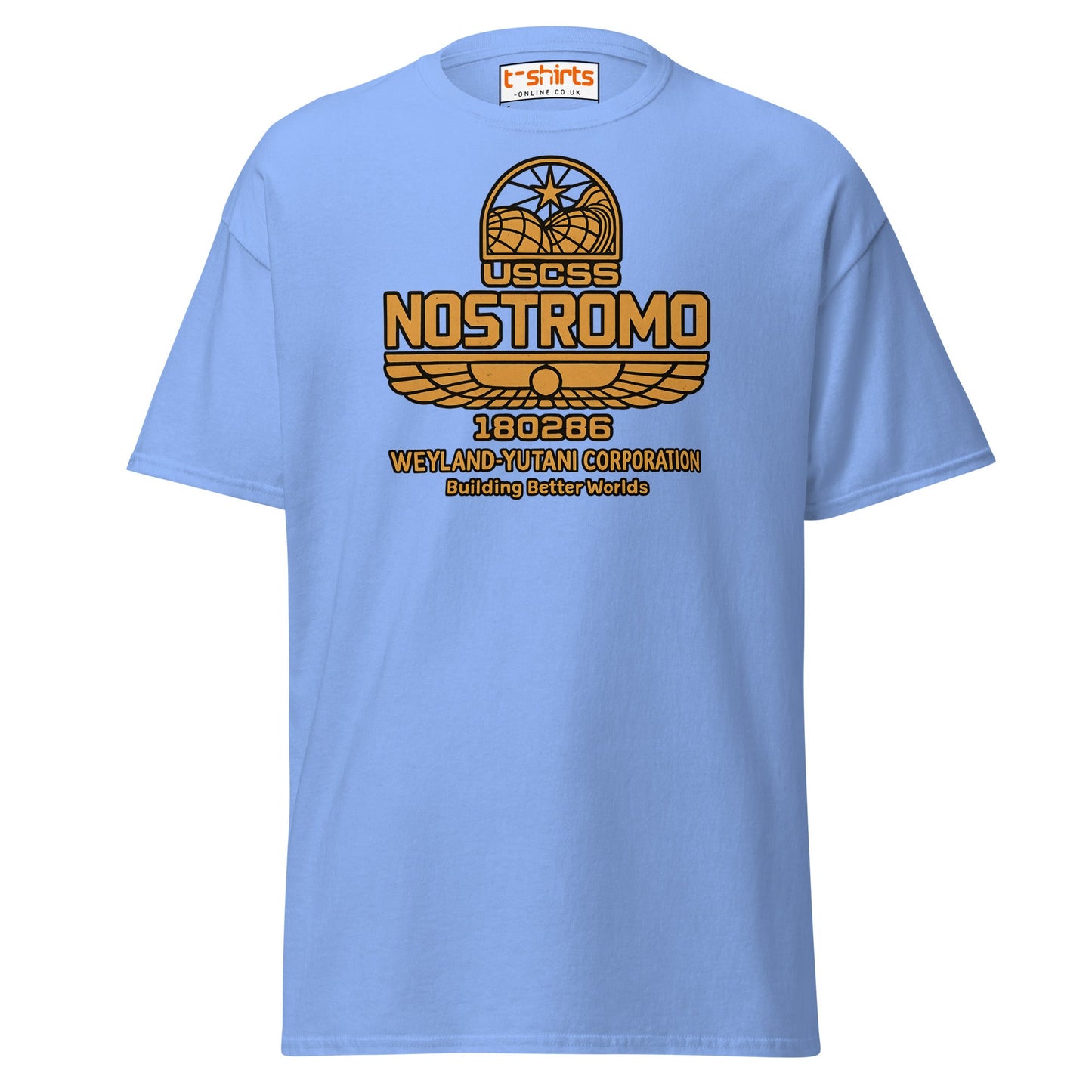 Nostromo T-Shirt – Retro Space Hauler Emblem Tee - Carolina Blue - T-Shirts Online