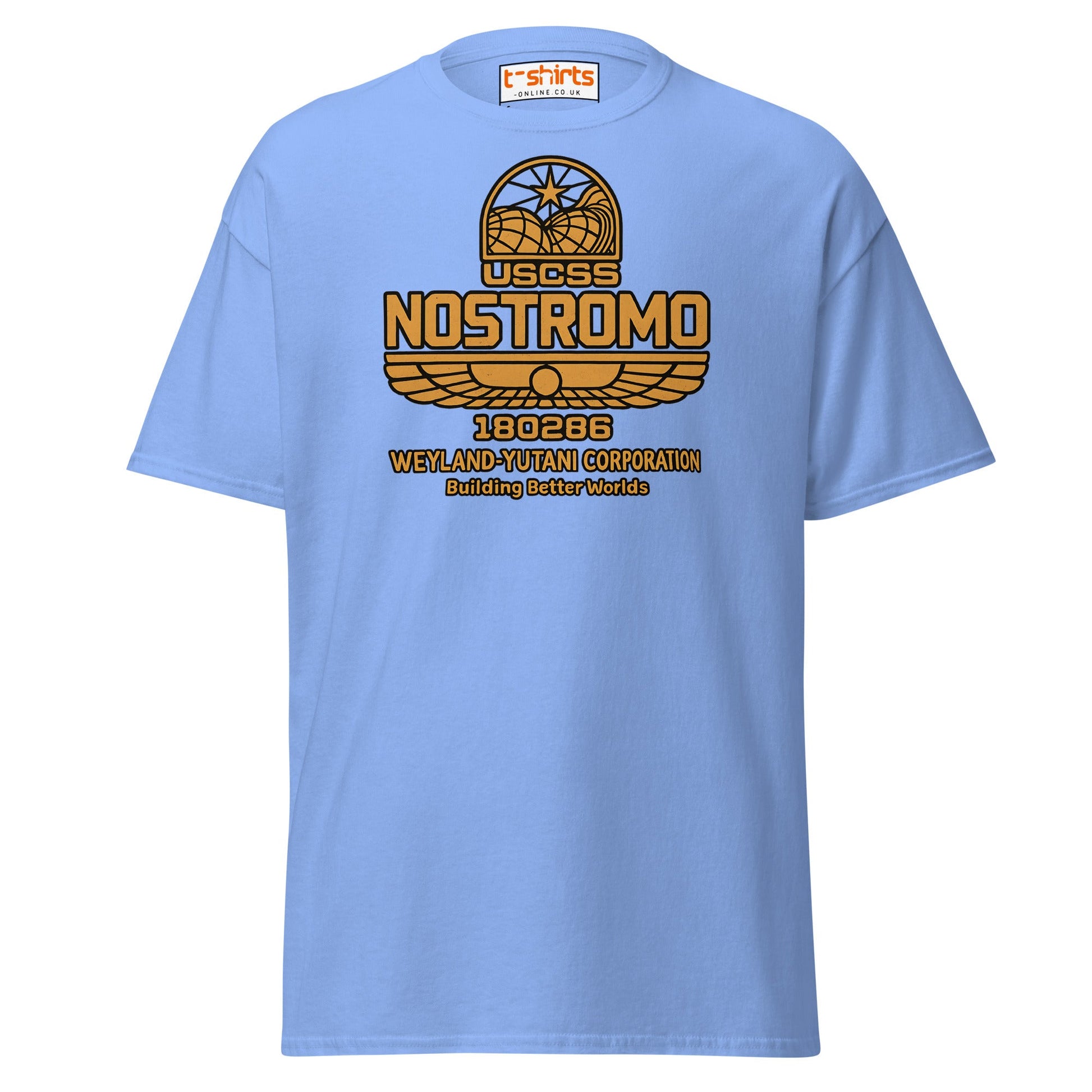 Nostromo T-Shirt – Retro Space Hauler Emblem Tee - Carolina Blue - T-Shirts Online