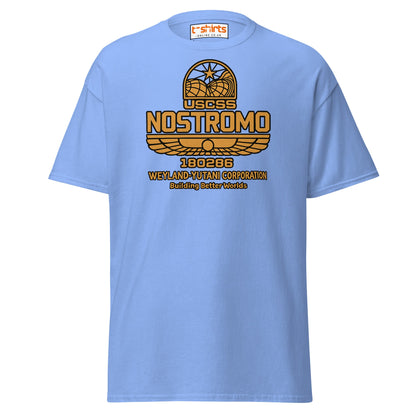 Nostromo T-Shirt – Retro Space Hauler Emblem Tee - Carolina Blue - T-Shirts Online
