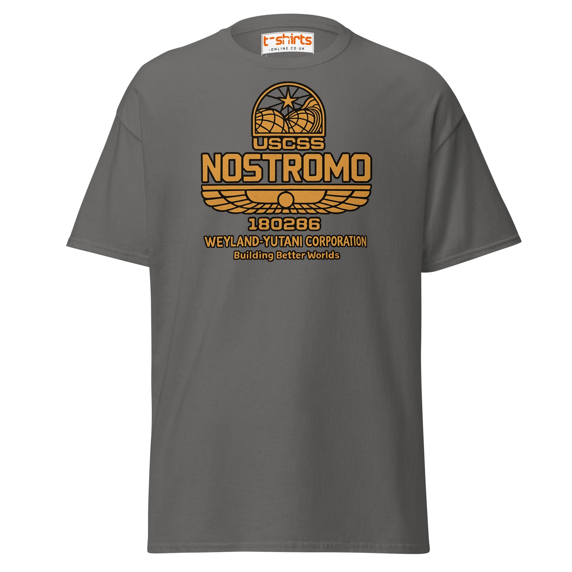 Nostromo T-Shirt – Retro Space Hauler Emblem Tee - Charcoal - T-Shirts Online