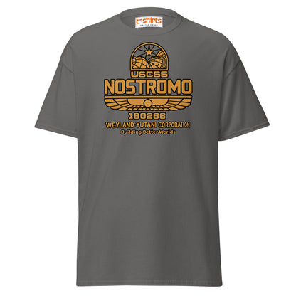 Nostromo T-Shirt – Retro Space Hauler Emblem Tee - Charcoal - T-Shirts Online