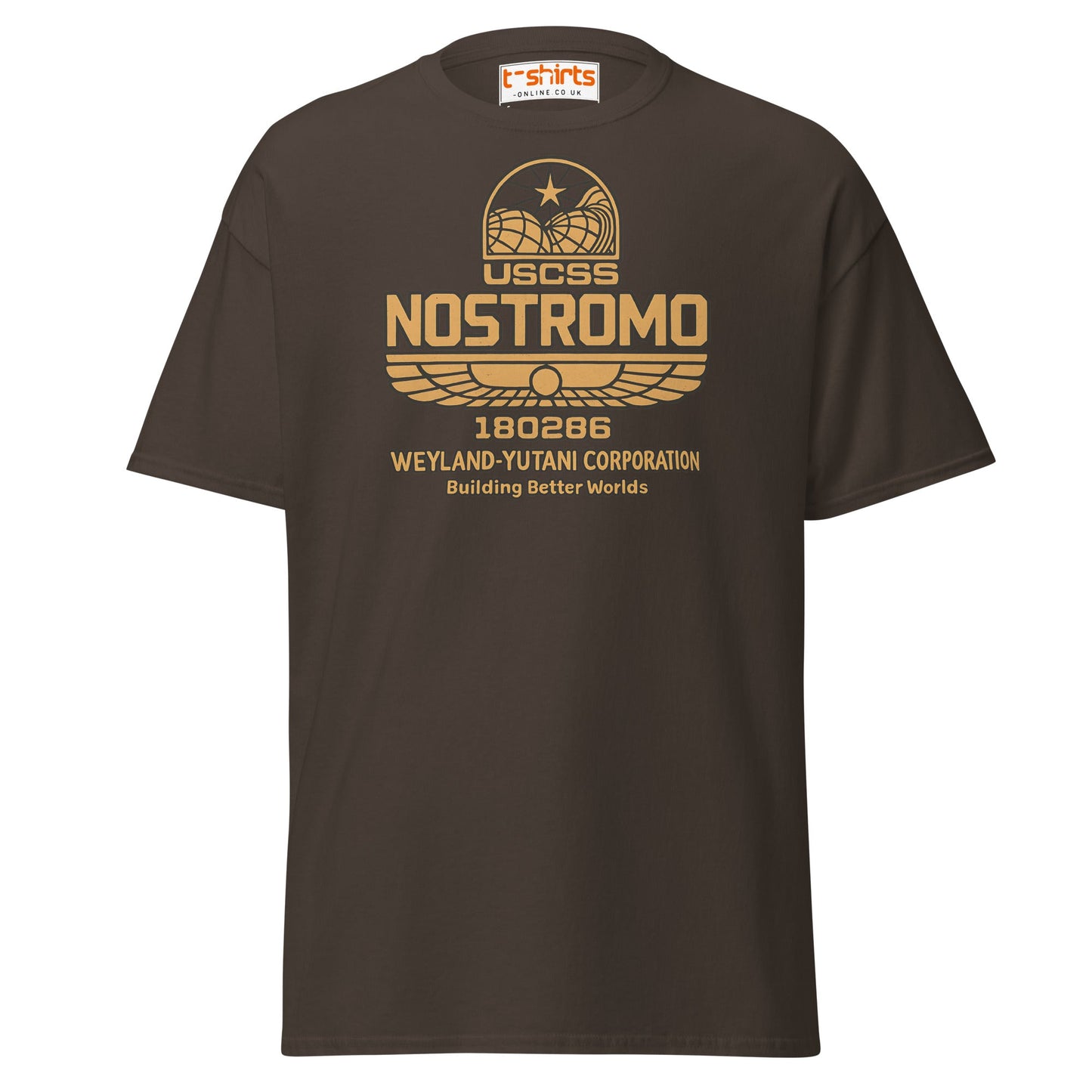 Nostromo T-Shirt – Retro Space Hauler Emblem Tee - Dark Chocolate - T-Shirts Online