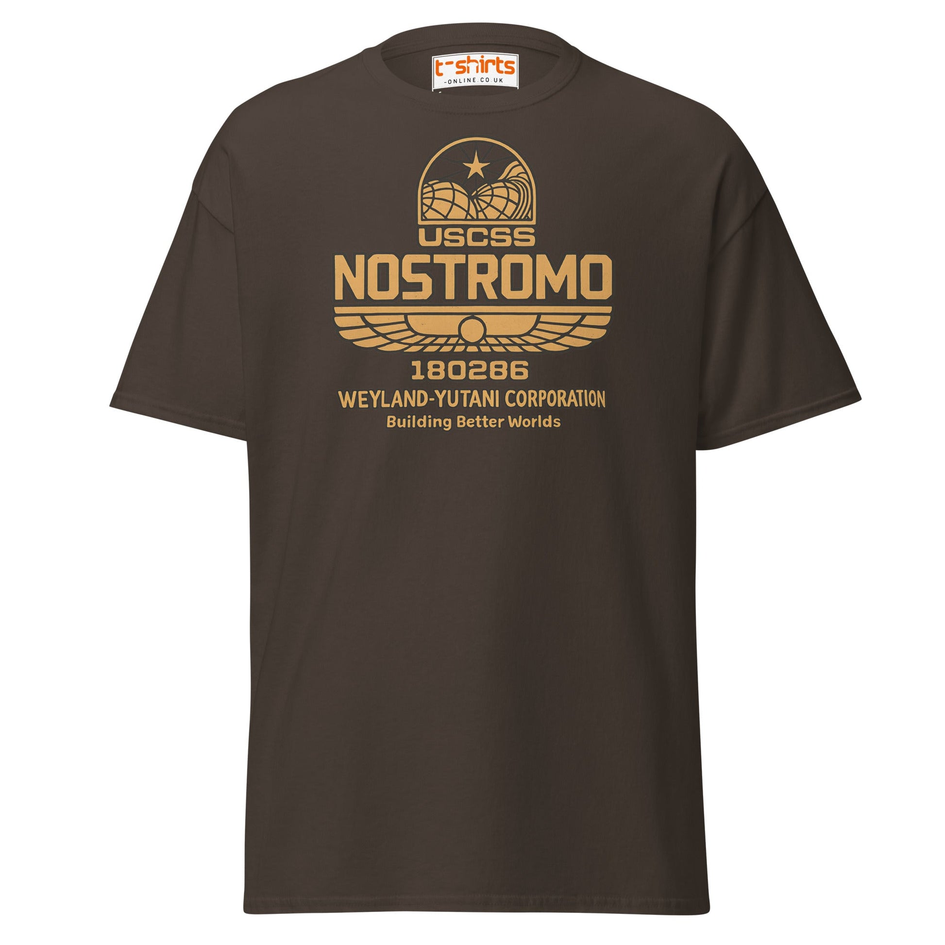 Nostromo T-Shirt – Retro Space Hauler Emblem Tee - Dark Chocolate - T-Shirts Online