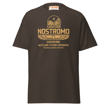 Nostromo T-Shirt – Retro Space Hauler Emblem Tee - Dark Chocolate - T-Shirts Online