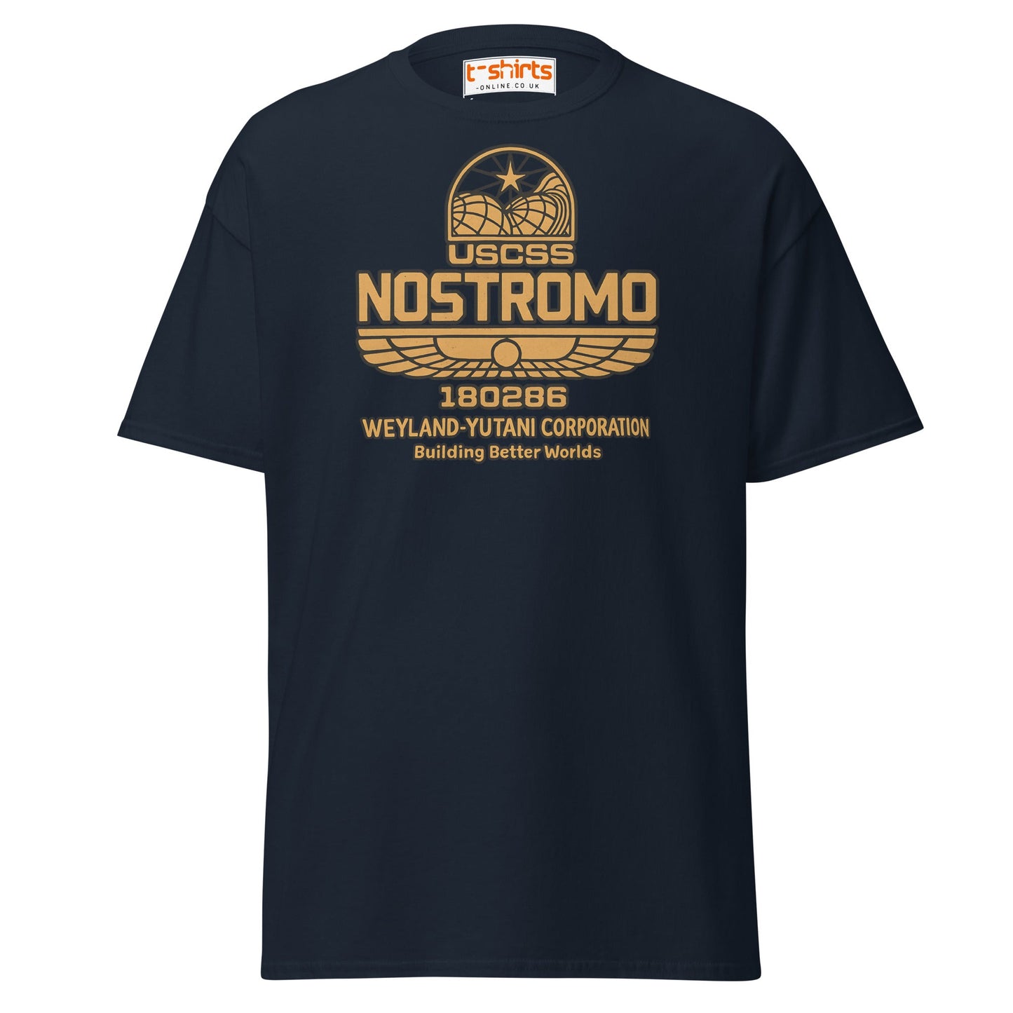 Nostromo T-Shirt – Retro Space Hauler Emblem Tee - Navy - T-Shirts Online