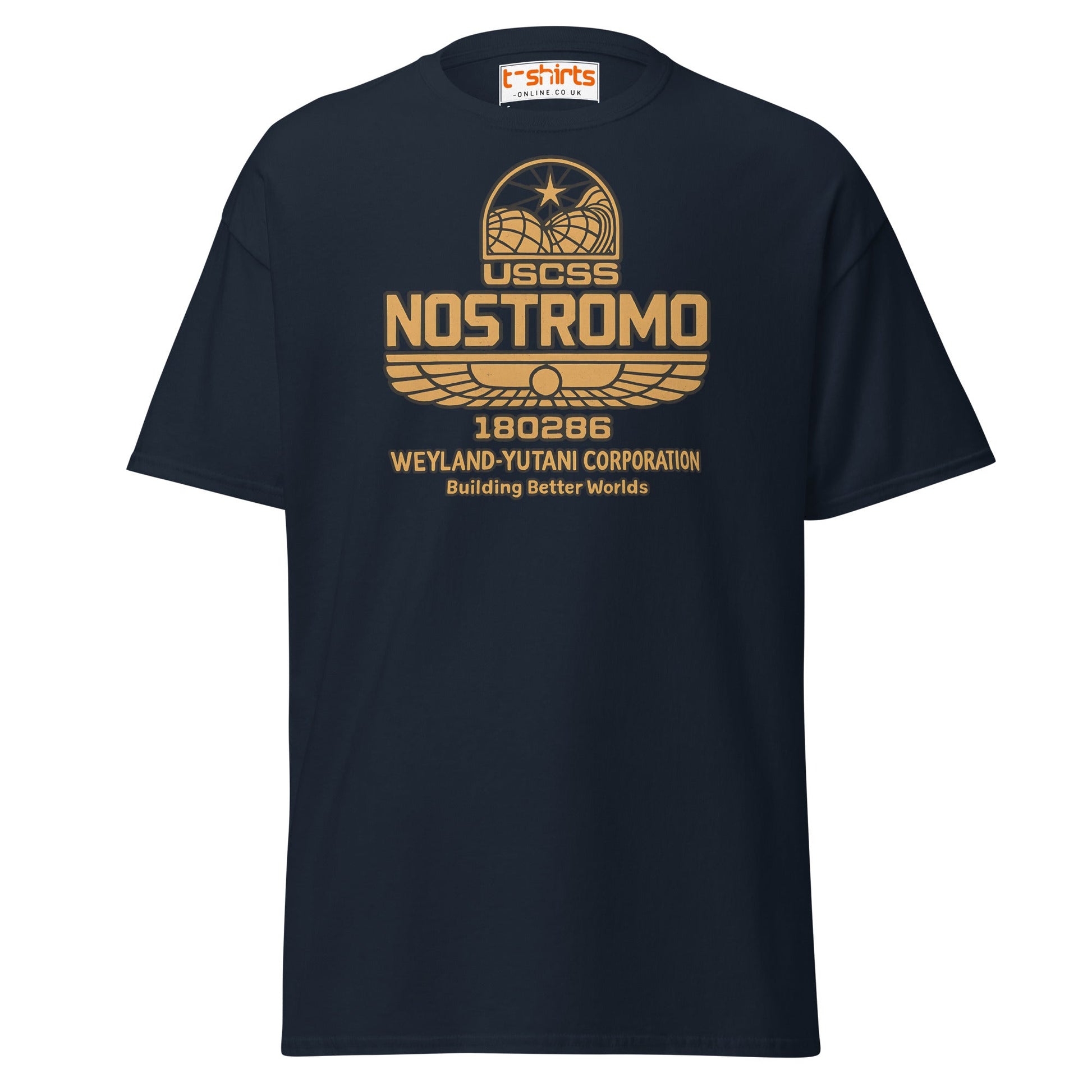 Nostromo T-Shirt – Retro Space Hauler Emblem Tee - Navy - T-Shirts Online