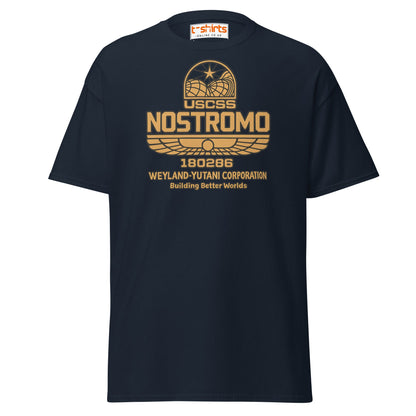 Nostromo T-Shirt – Retro Space Hauler Emblem Tee - Navy - T-Shirts Online