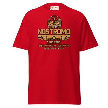 Nostromo T-Shirt – Retro Space Hauler Emblem Tee - Red - T-Shirts Online
