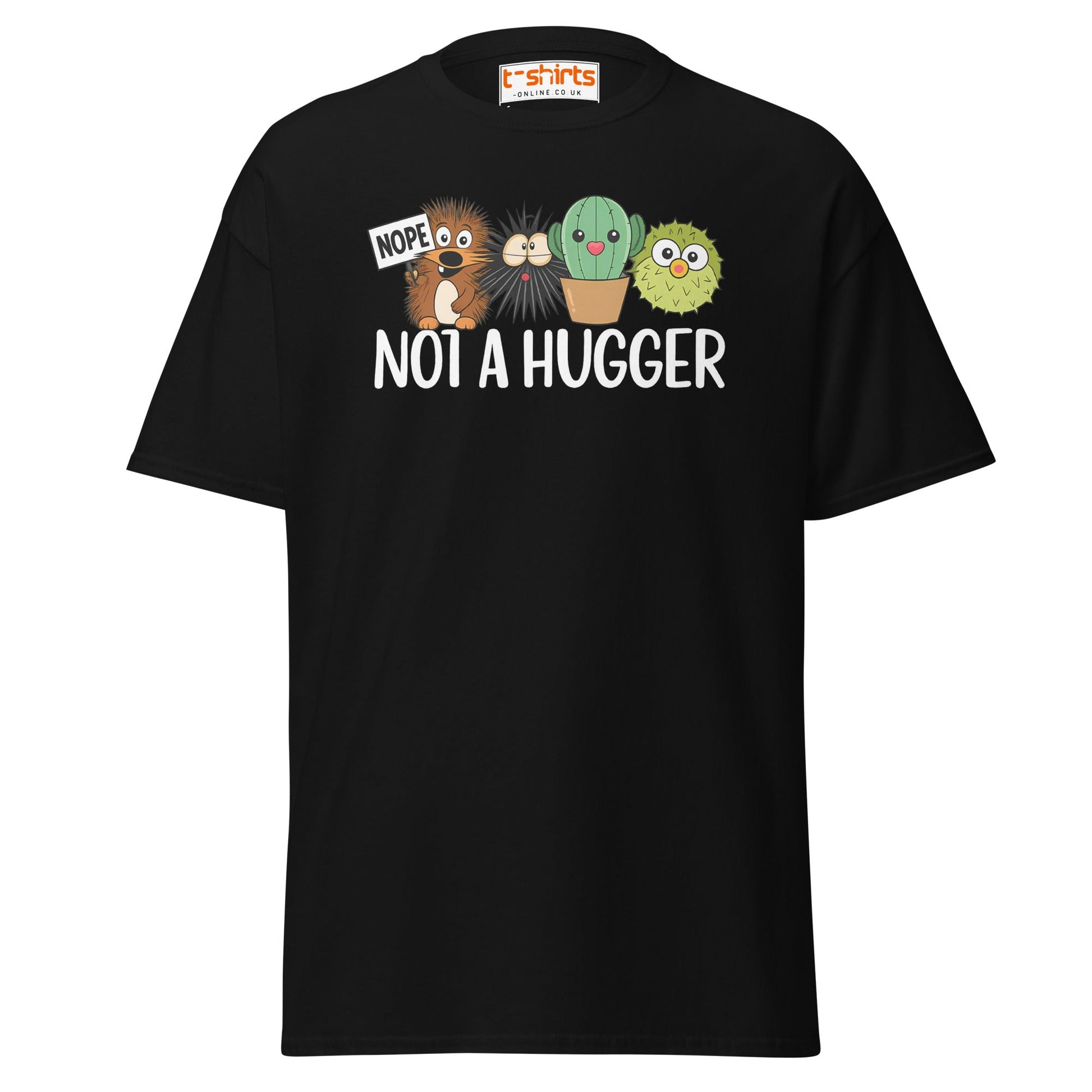 Not a Hugger Funny Cactus T-Shirt - Black - T-Shirts Online