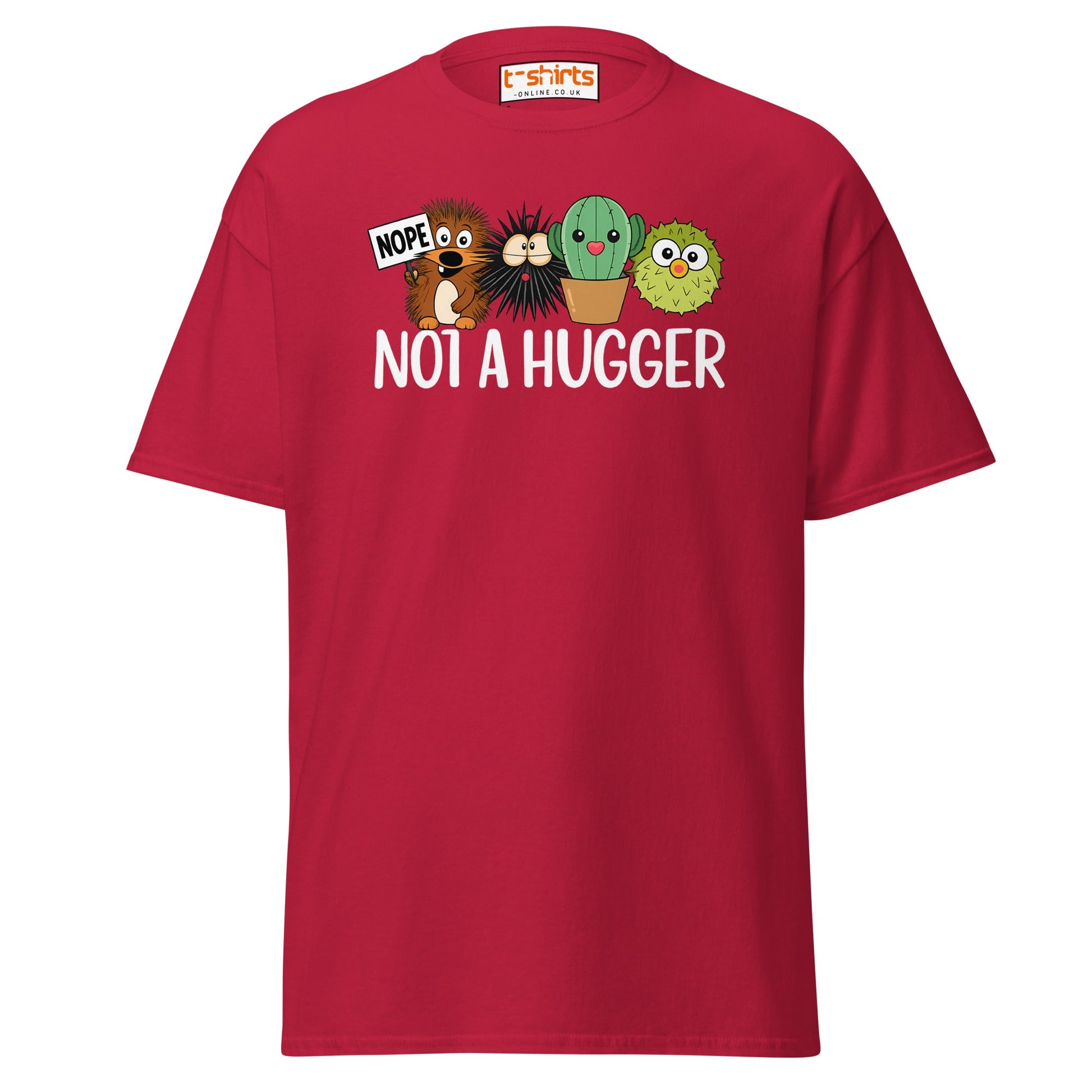 Not a Hugger Funny Cactus T-Shirt - Cardinal - T-Shirts Online