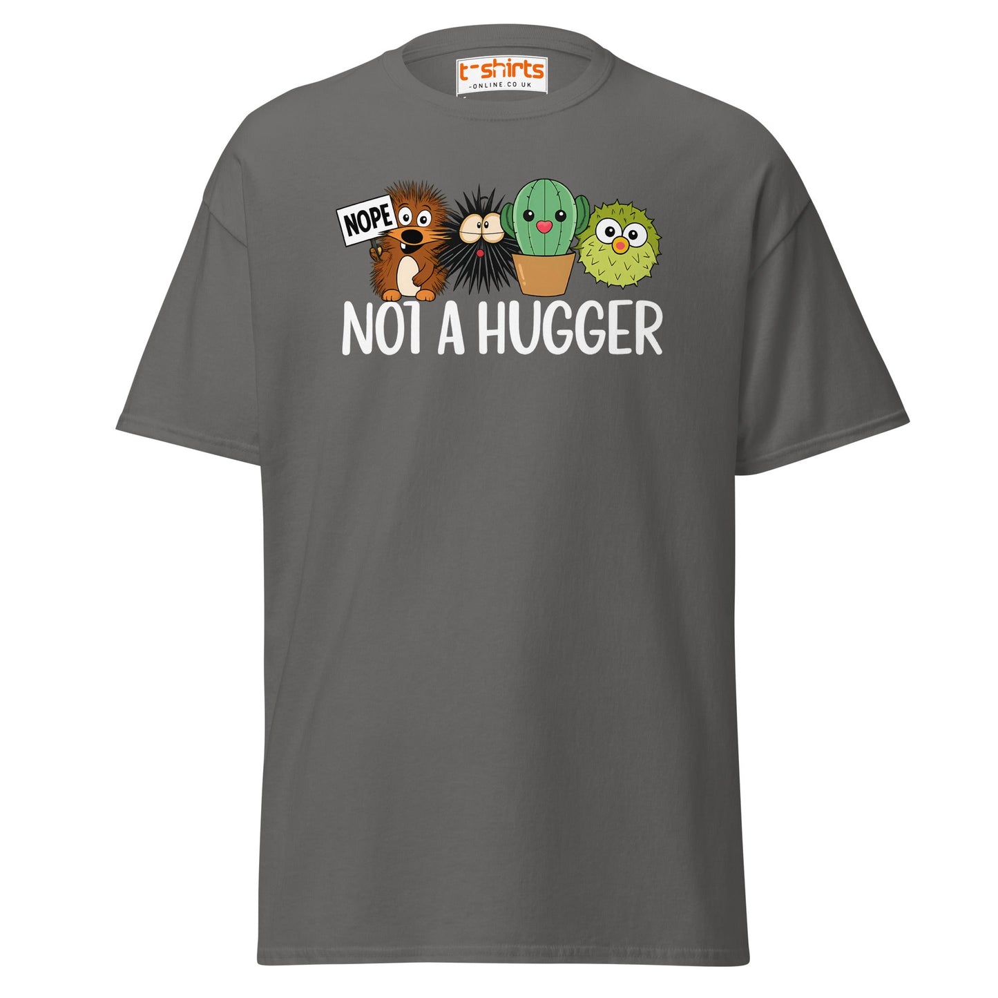 Not a Hugger Funny Cactus T-Shirt - Charcoal - T-Shirts Online