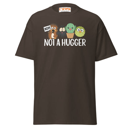 Not a Hugger Funny Cactus T-Shirt - Dark Chocolate - T-Shirts Online