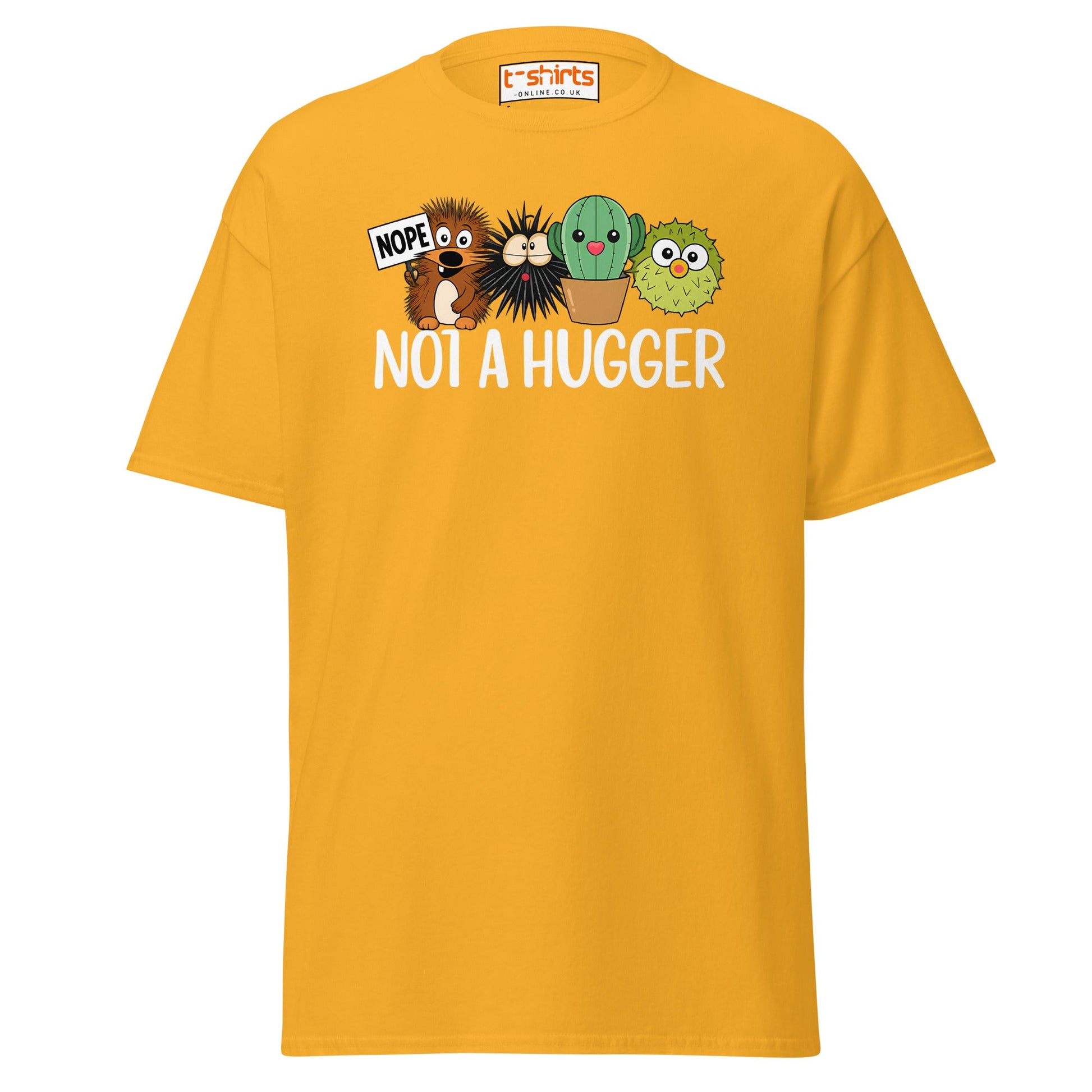 Not a Hugger Funny Cactus T-Shirt - Gold - T-Shirts Online