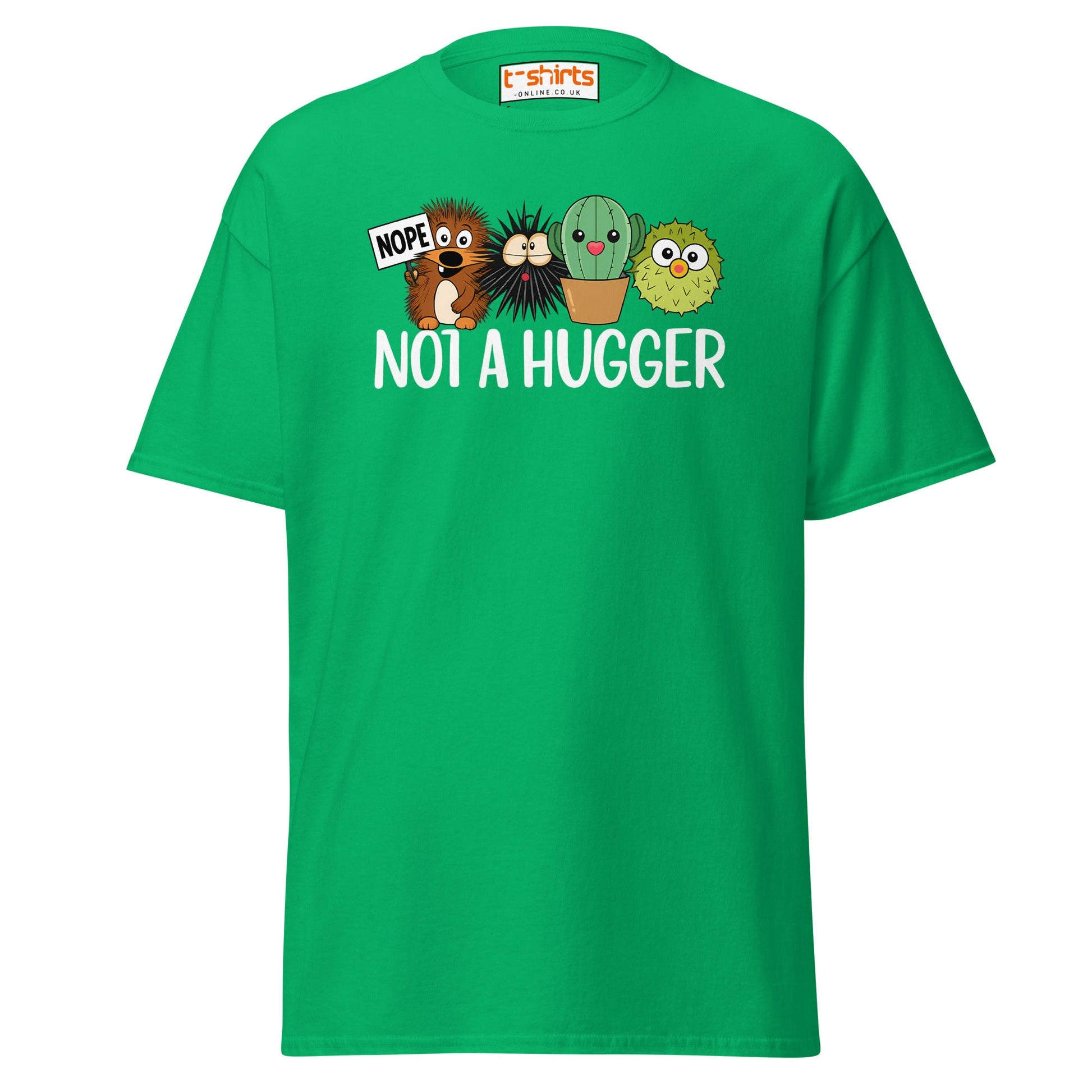 Not a Hugger Funny Cactus T-Shirt - Irish Green - T-Shirts Online