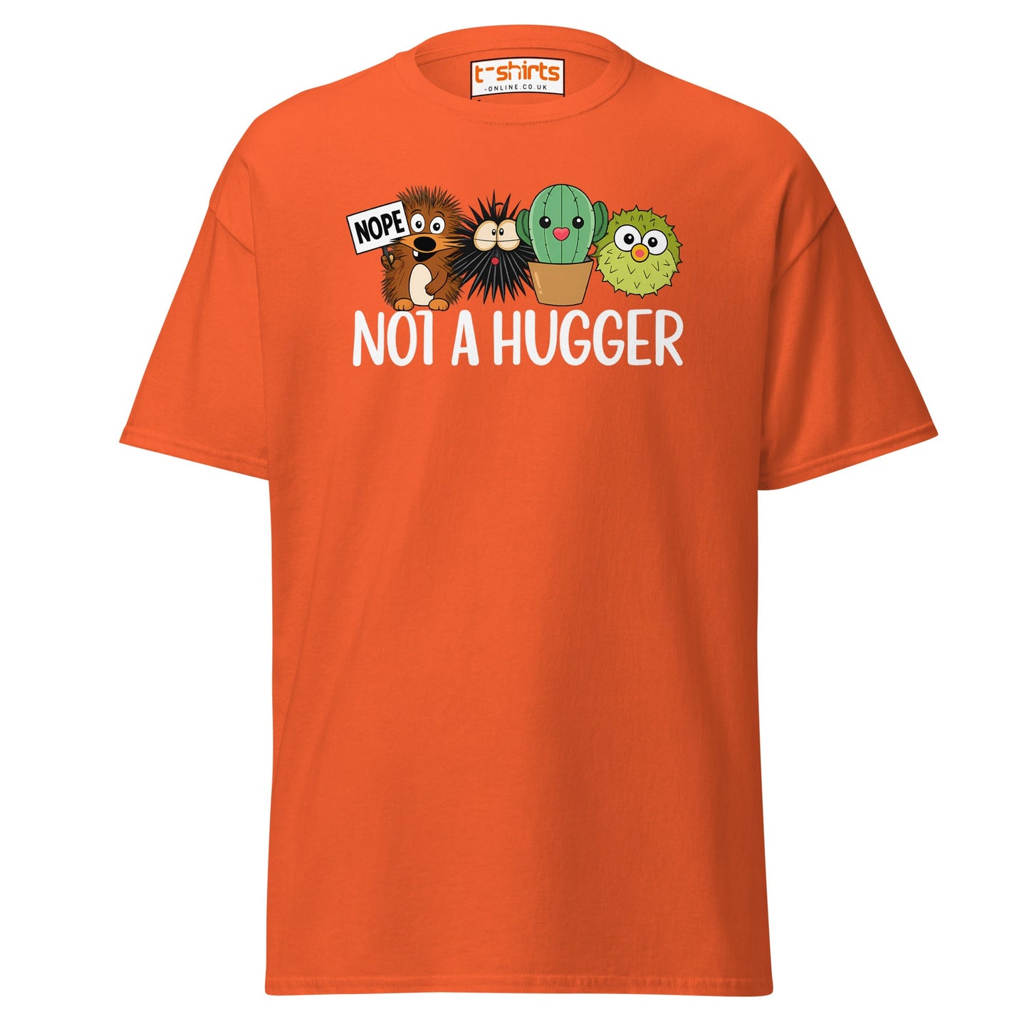 Not a Hugger Funny Cactus T-Shirt - Orange - T-Shirts Online