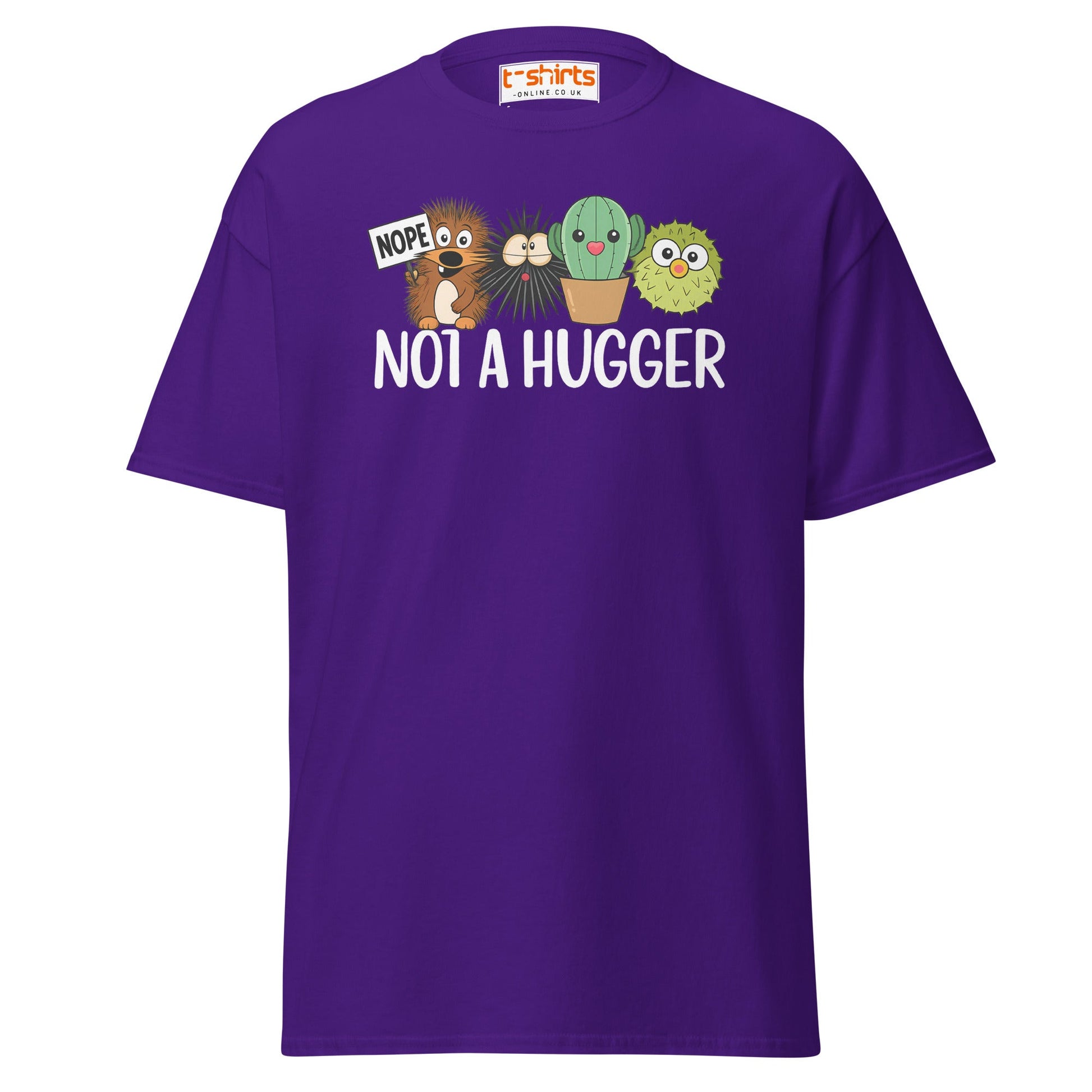 Not a Hugger Funny Cactus T-Shirt - Purple - T-Shirts Online