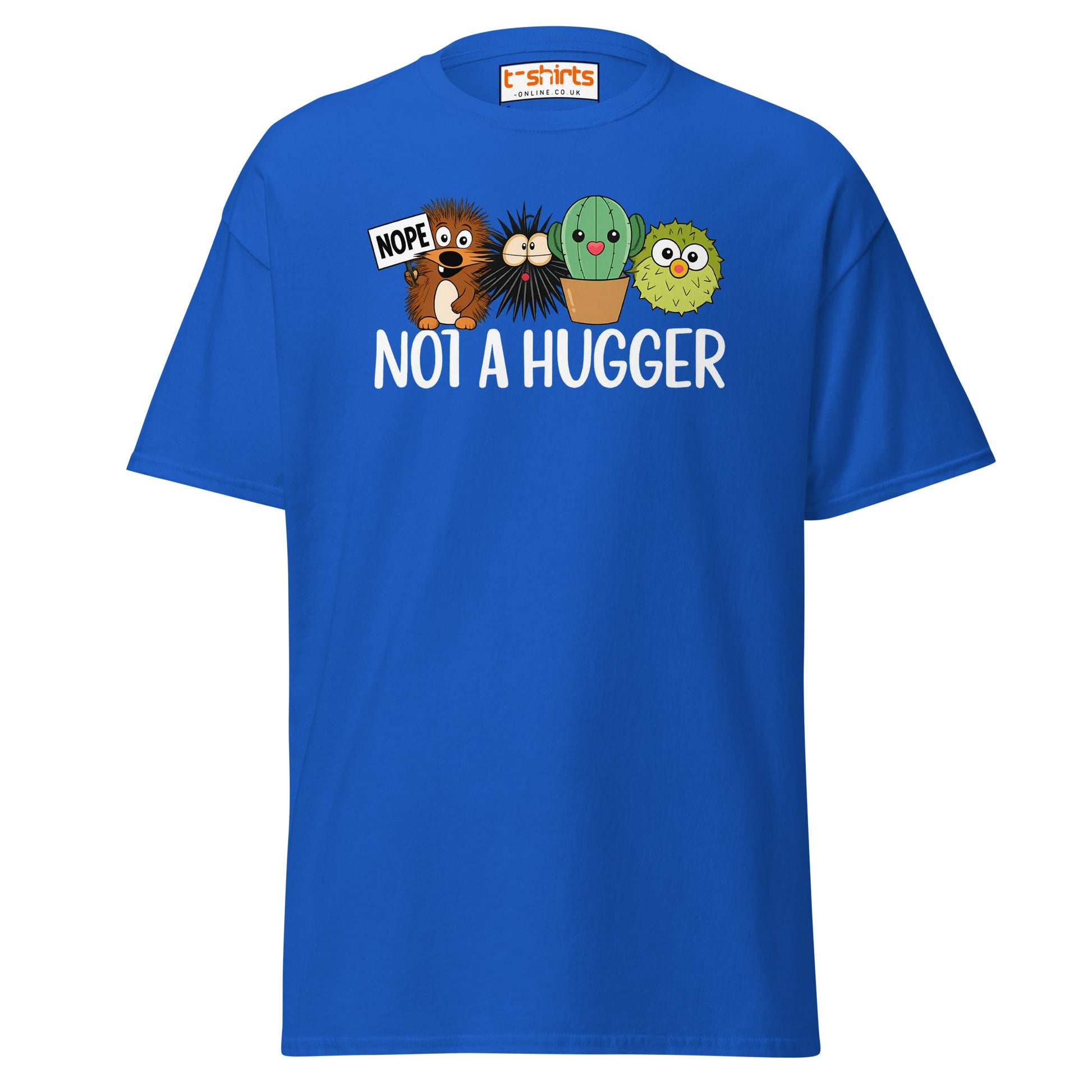 Not a Hugger Funny Cactus T-Shirt - Royal - T-Shirts Online