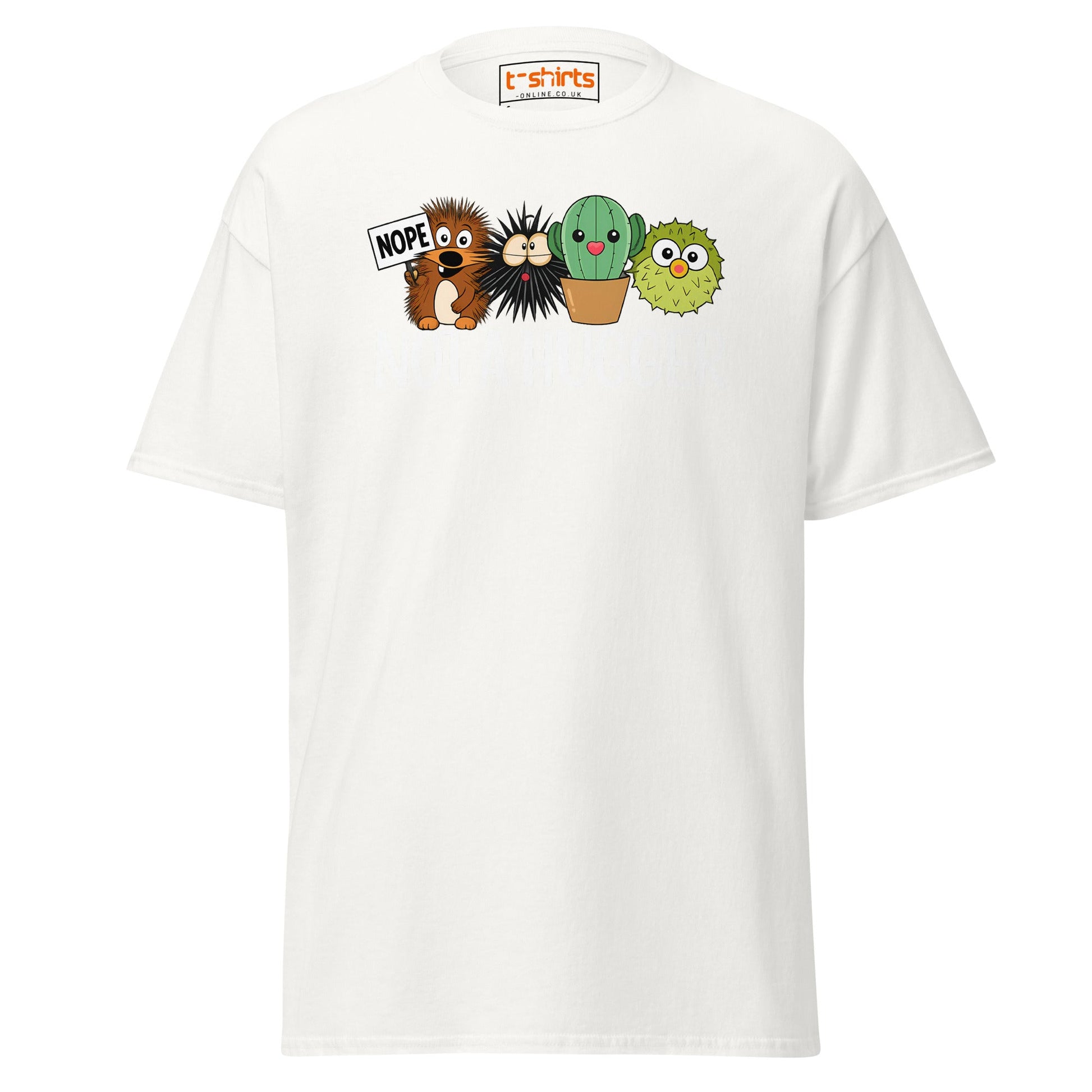 Not a Hugger Funny Cactus T-Shirt - White - T-Shirts Online