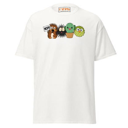 Not a Hugger Funny Cactus T-Shirt - White - T-Shirts Online