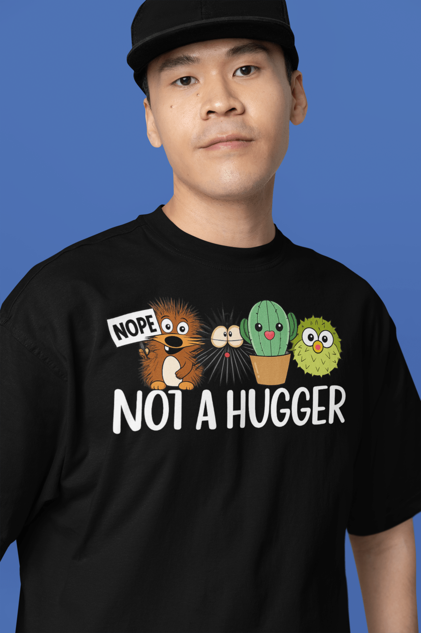 Not a Hugger Funny Cactus T-Shirt - White - T-Shirts Online