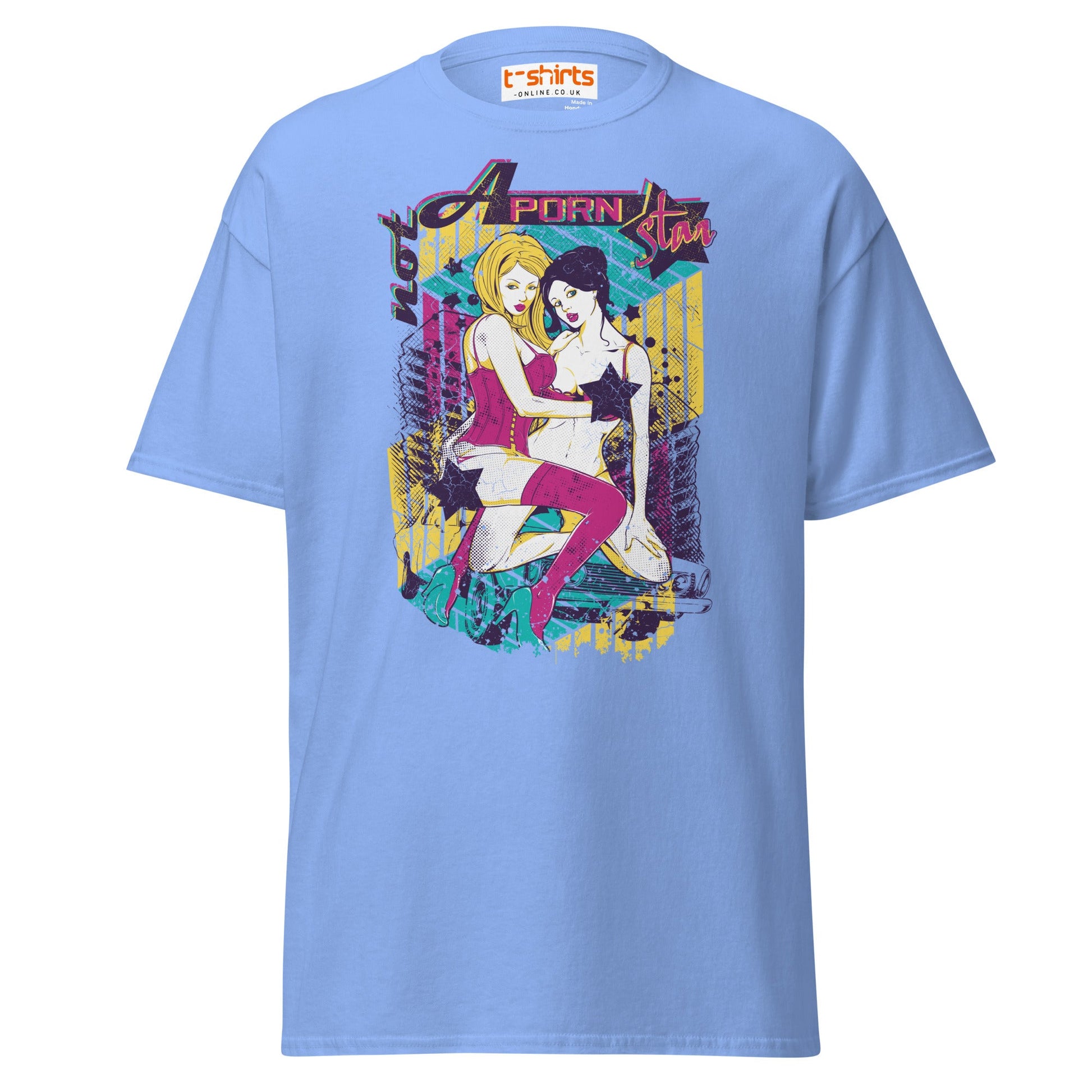 Not a Porn Star T-Shirt | Bold Pop Art Graphic Tee - Carolina Blue - T-Shirts Online