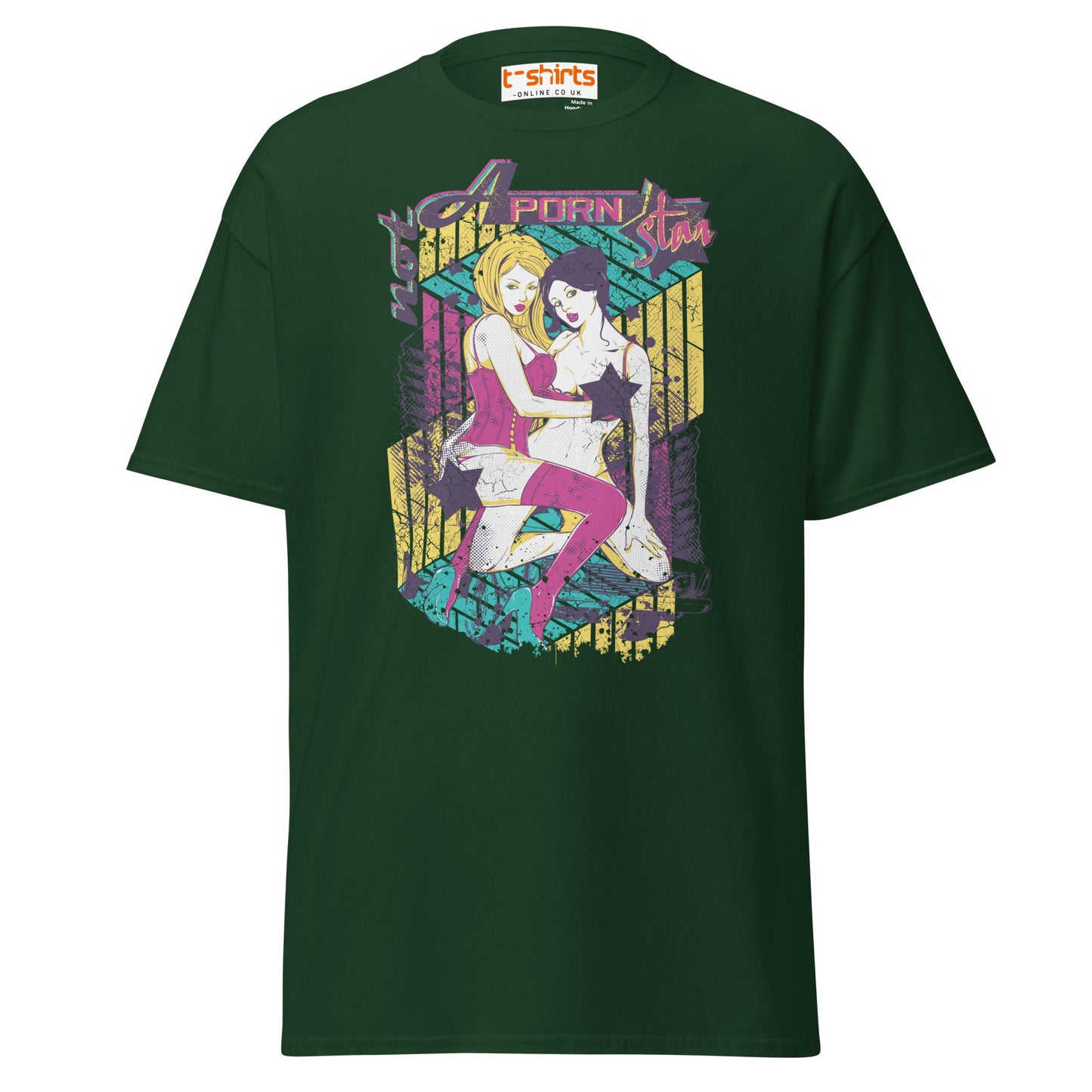 Not a Porn Star T-Shirt | Bold Pop Art Graphic Tee - Forest Green - T-Shirts Online