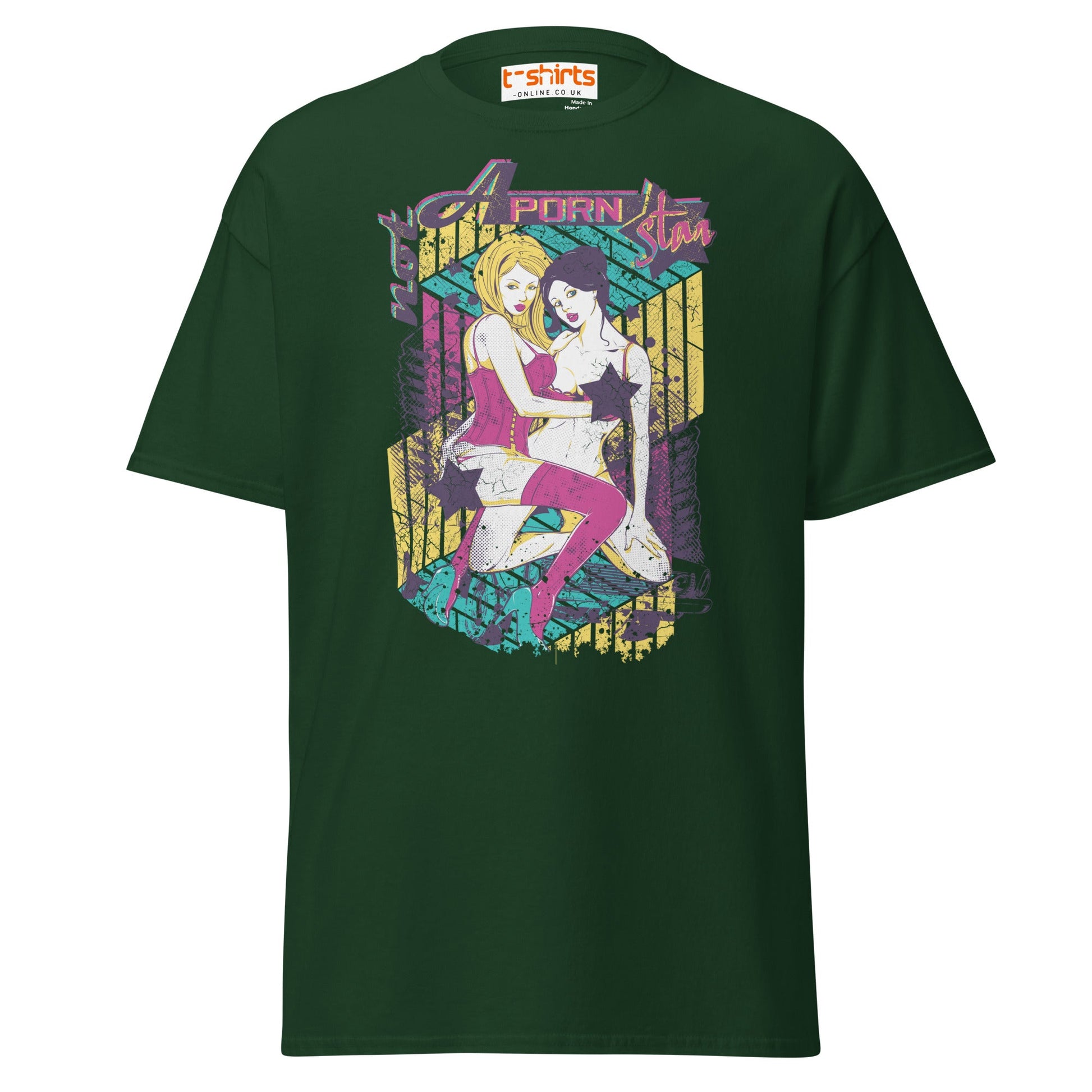 Not a Porn Star T-Shirt | Bold Pop Art Graphic Tee - Forest Green - T-Shirts Online