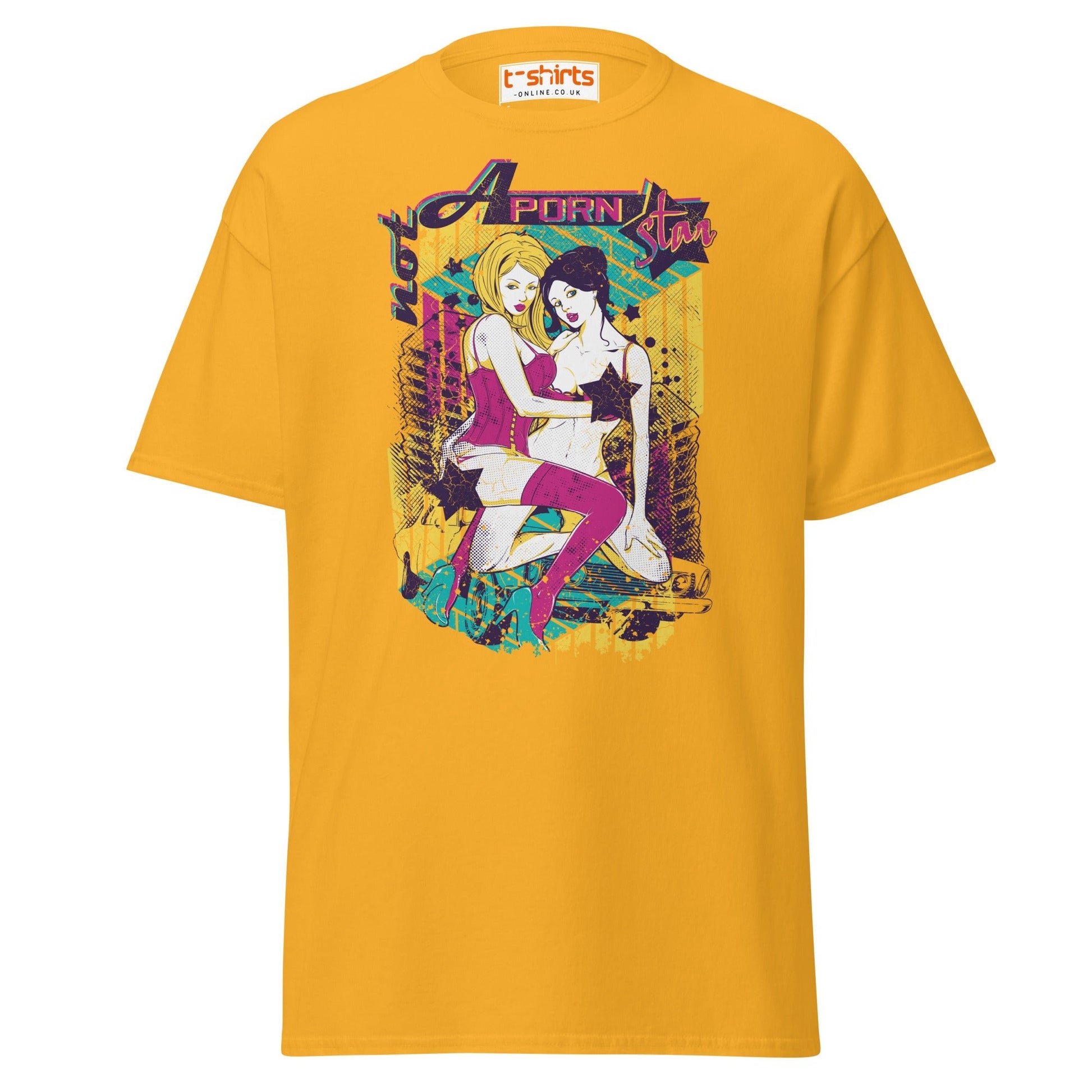 Not a Porn Star T-Shirt | Bold Pop Art Graphic Tee - Gold - T-Shirts Online