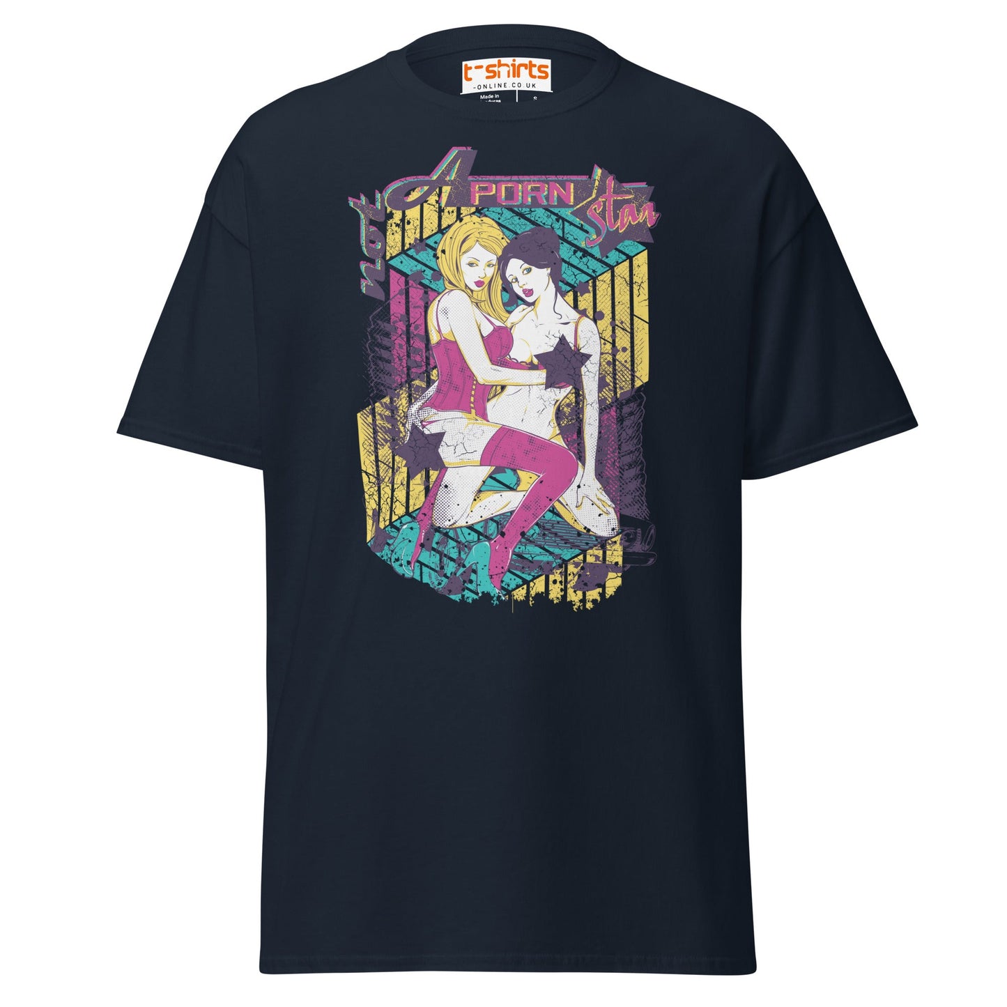 Not a Porn Star T-Shirt | Bold Pop Art Graphic Tee - Navy - T-Shirts Online