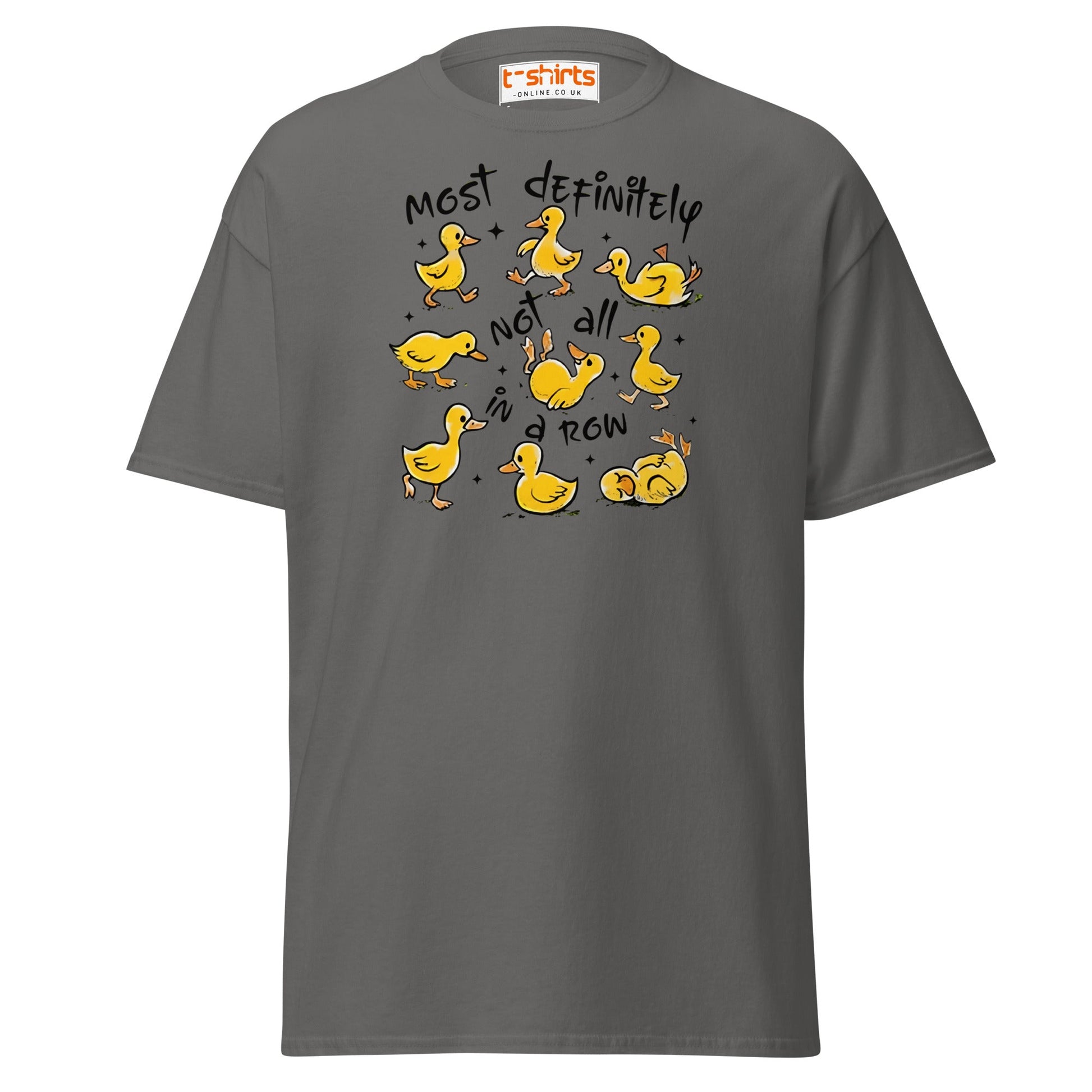 Not All in a Row Duck T-Shirt | Funny Cartoon Tee - Charcoal - T-Shirts Online