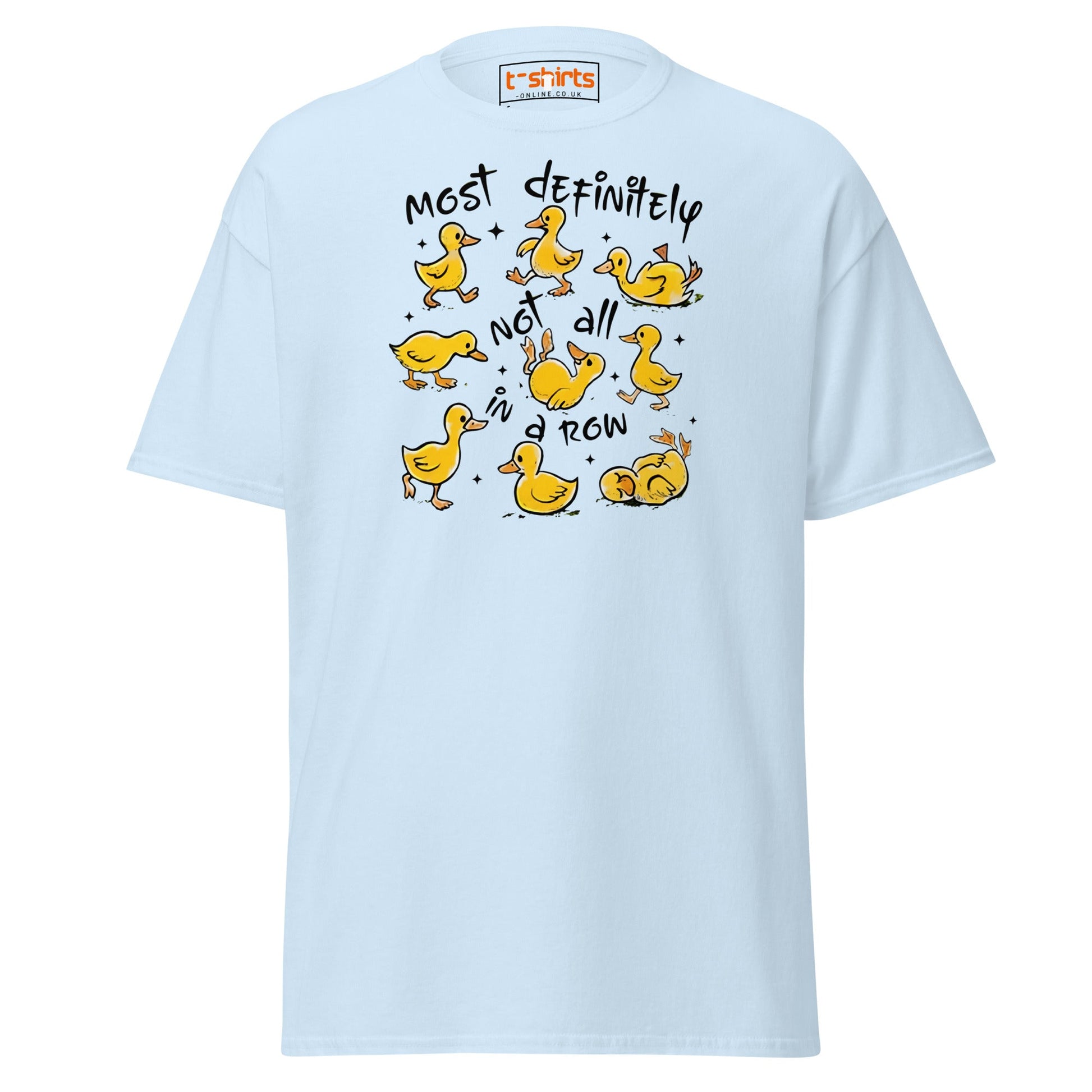 Not All in a Row Duck T-Shirt | Funny Cartoon Tee - Light Blue - T-Shirts Online