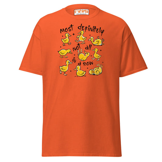 Not All in a Row Duck T-Shirt | Funny Cartoon Tee - Orange - T-Shirts Online