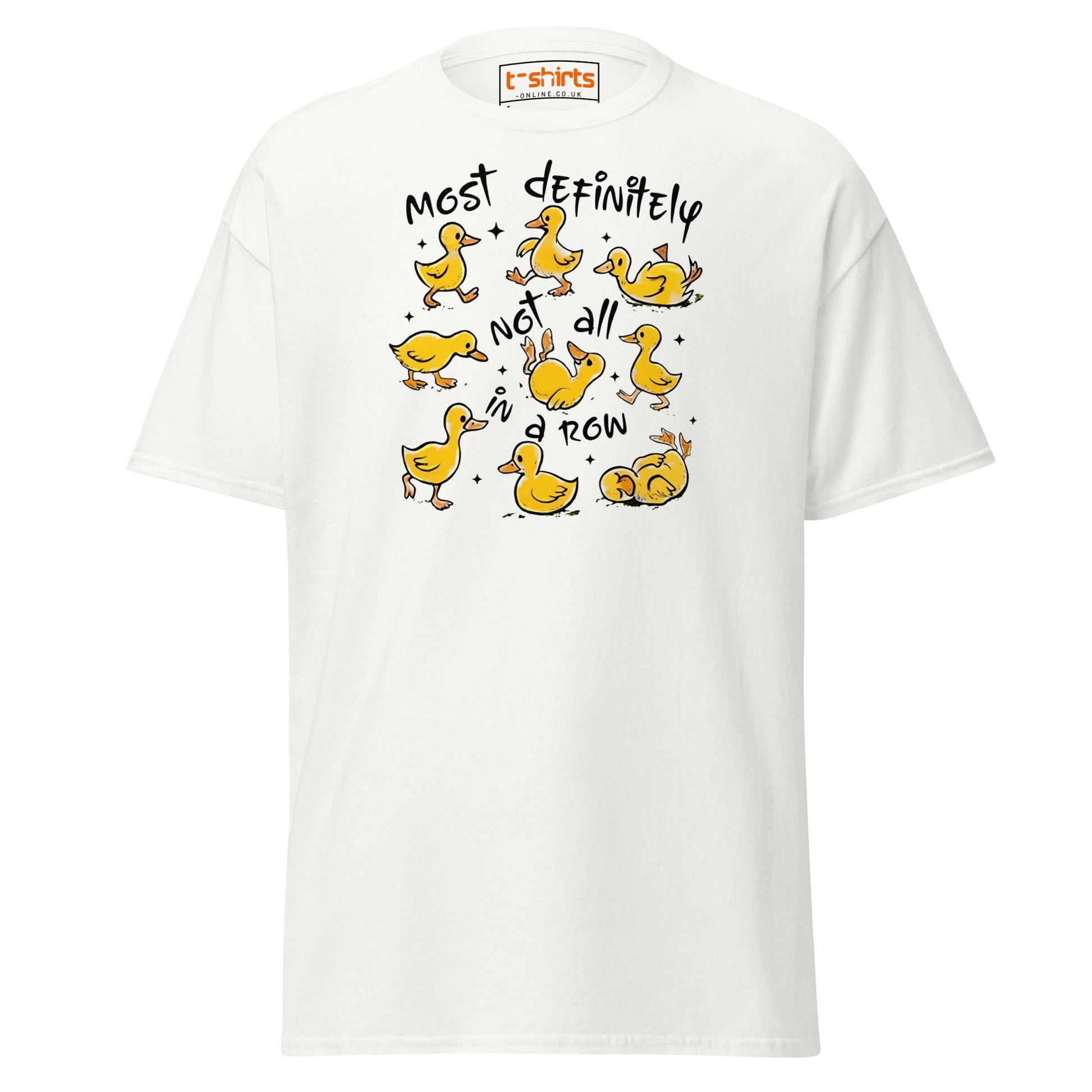 Not All in a Row Duck T-Shirt | Funny Cartoon Tee - White - T-Shirts Online