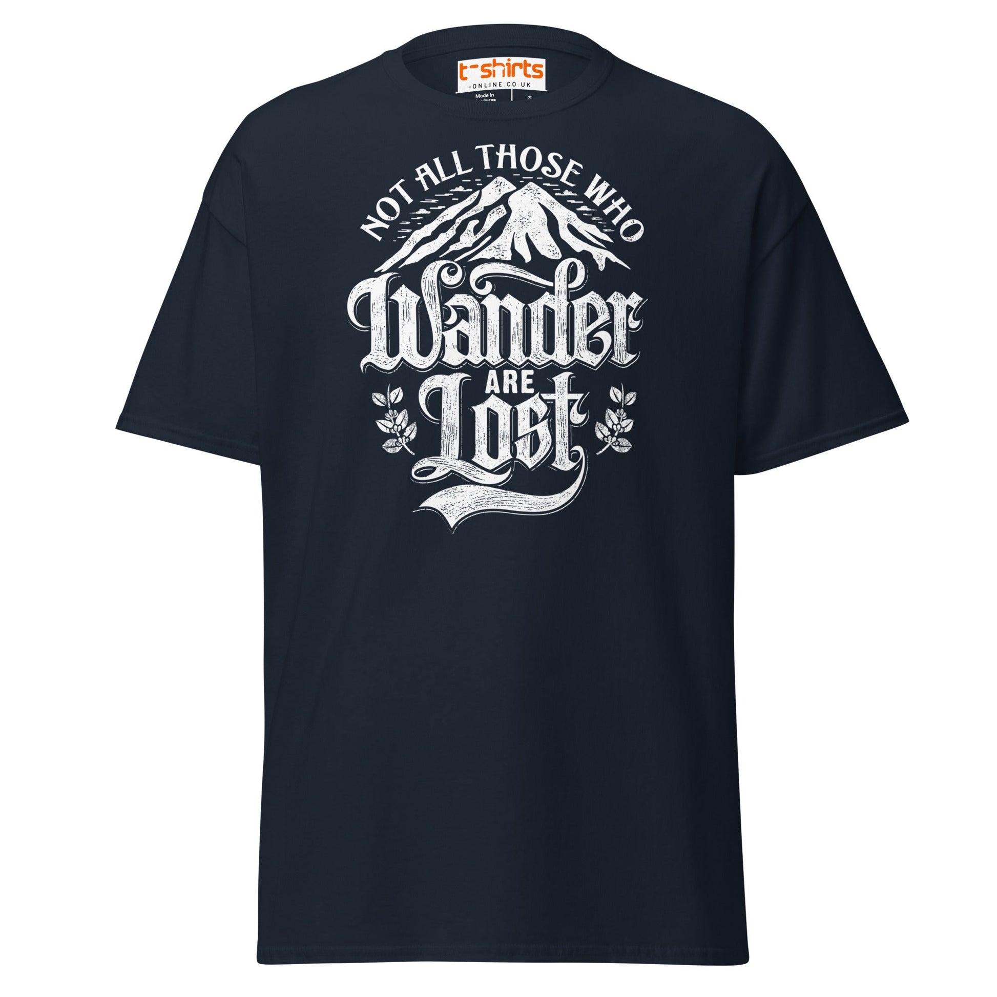 Not All Who Wander Are Lost T-Shirt | Adventure Tee - Navy - T-Shirts Online
