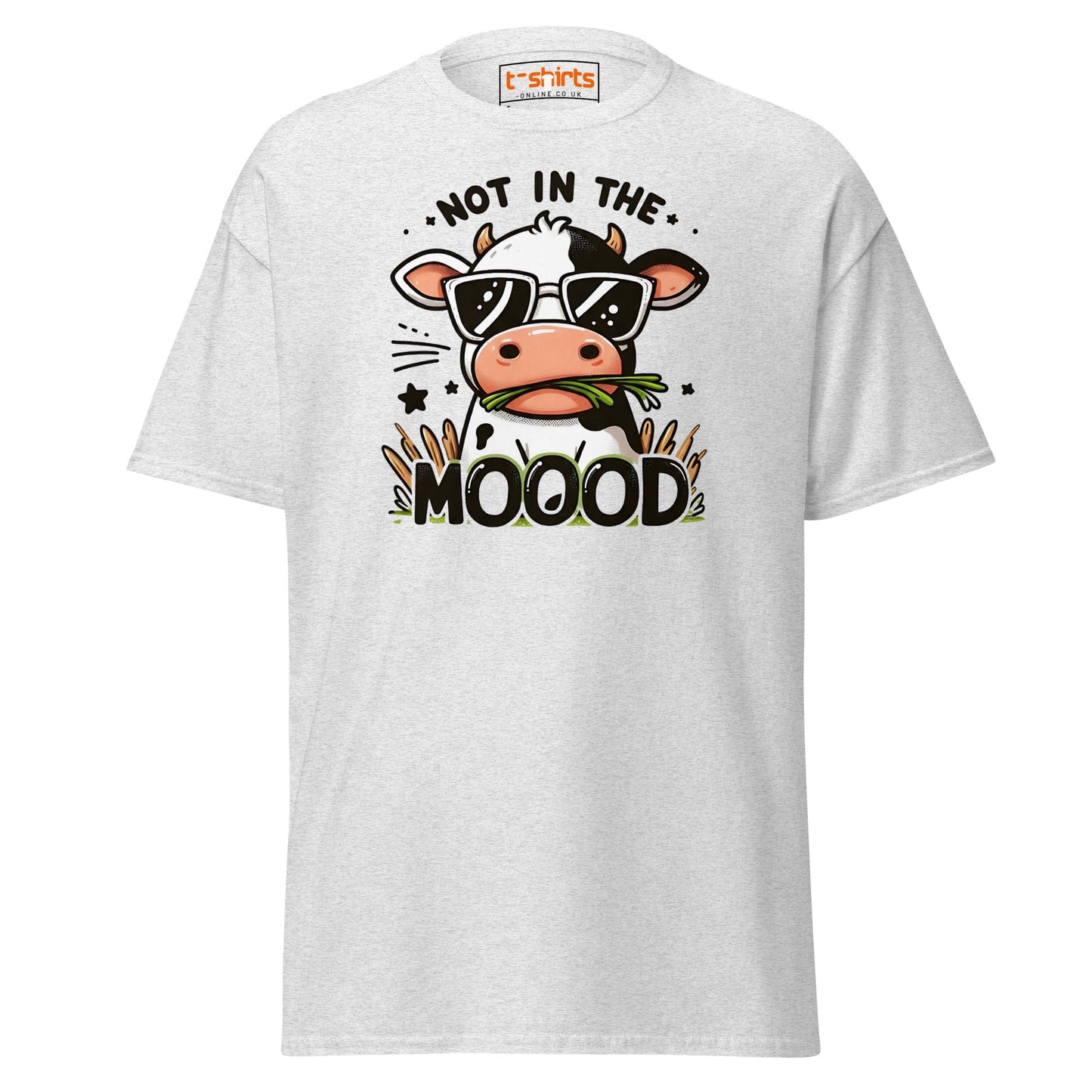 Not in the Mooood Funny Cow T-Shirt - Ash - T-Shirts Online