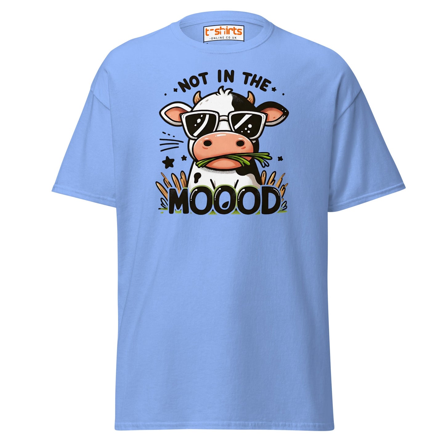 Not in the Mooood Funny Cow T-Shirt - Carolina Blue - T-Shirts Online